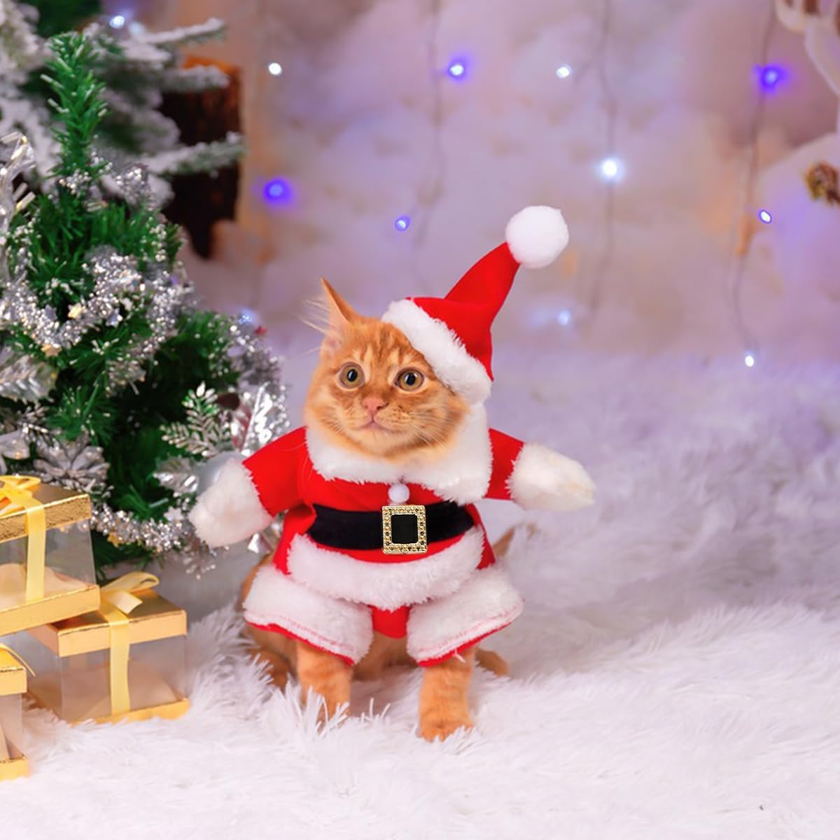 Christmas Pet Clothes, Santa Claus Costume for Dogs Cats, Cat Costume Christmas, Outfit Christmas for Kittens and Small Dogs, Dog Costume Christmas for Party (Size L) image number 1