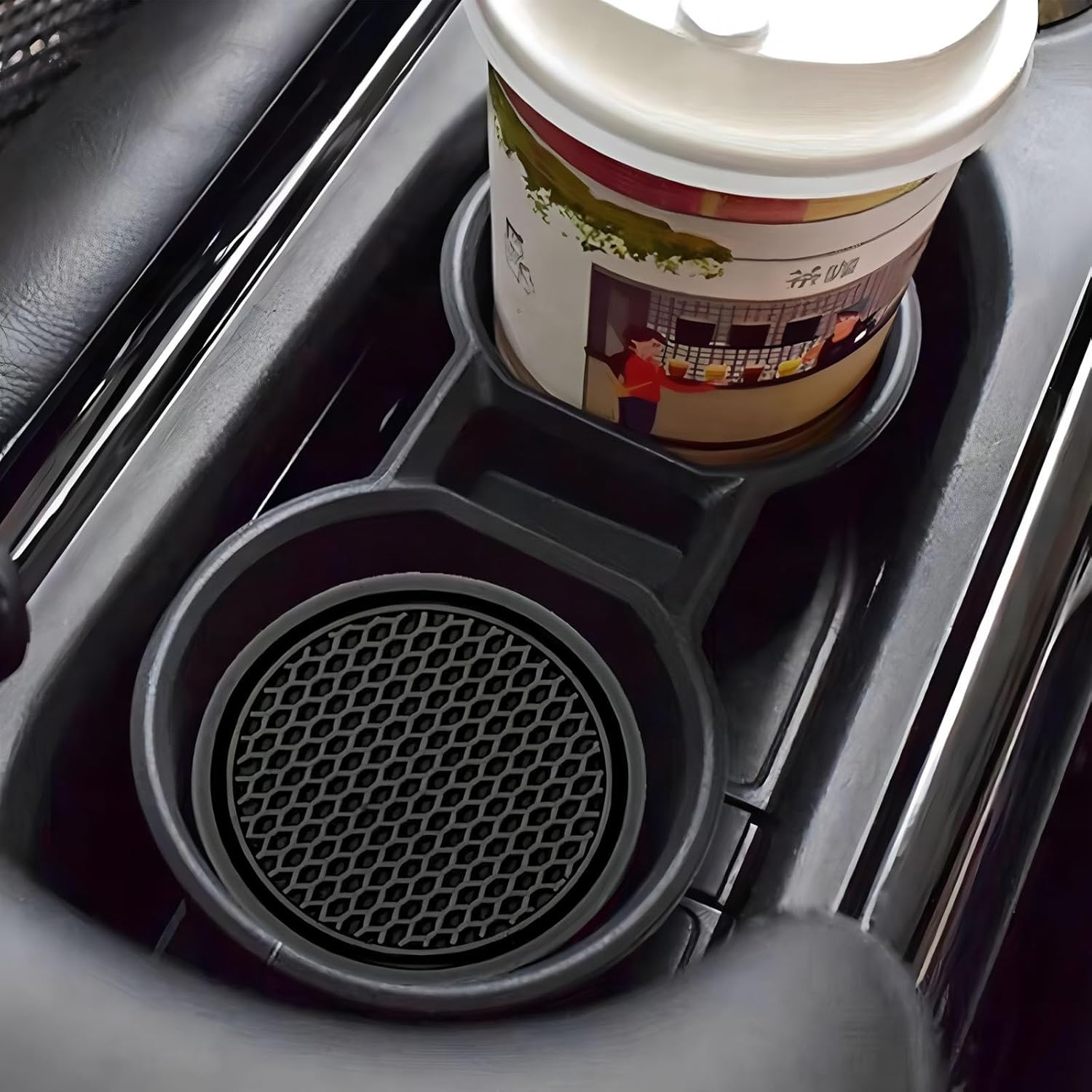 JDFHFGB 4 Pcs Car Cup Coasters,Non-Slip Silicone Cup Mats, Universal Fit for Vehicle Cup Holders,Anti-Spill Interior Car Accessories for Drinks (Black)