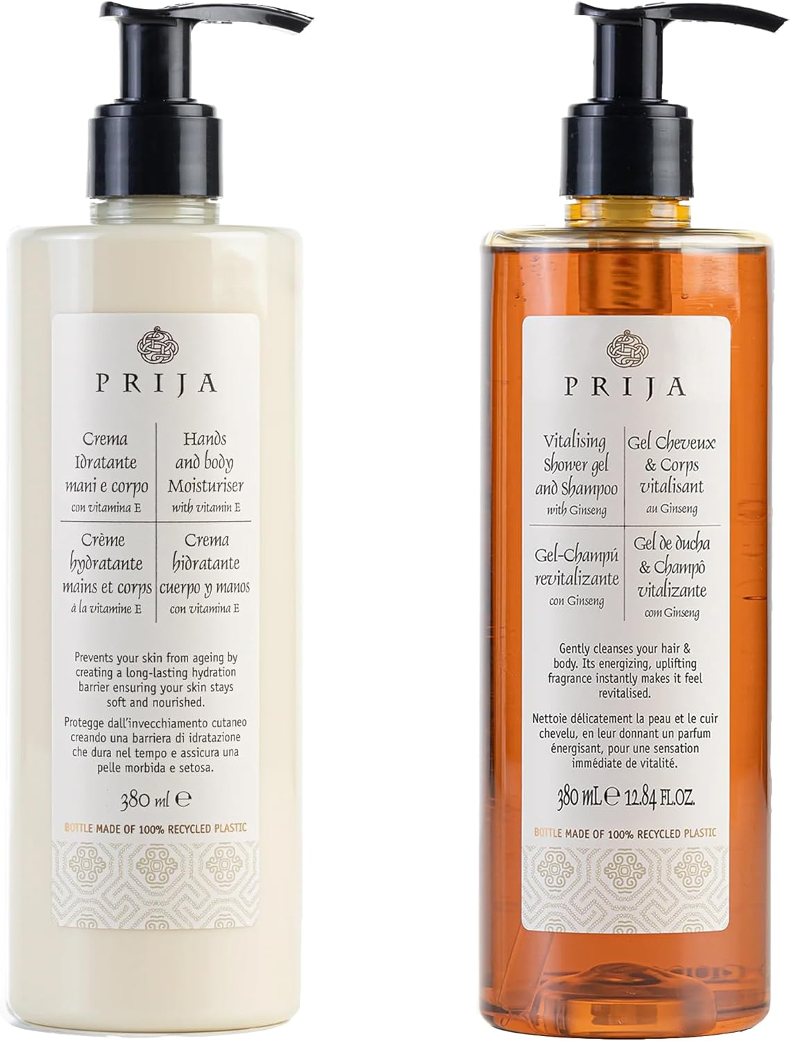 Prija Hands and Body Moisturiser with Vitamin E and Vitalising 2 in 1 Shower Gel and Shampoo with Ginseng Extract Bundle 2 X 380Ml image number 6