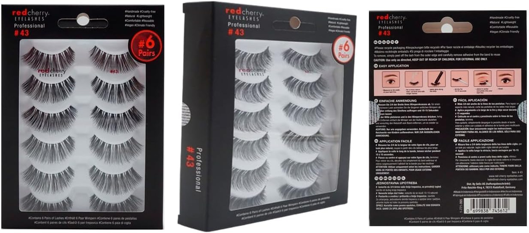 Red Cherry 43 False Eyelashes (Pack of 6 Pairs) image number 4