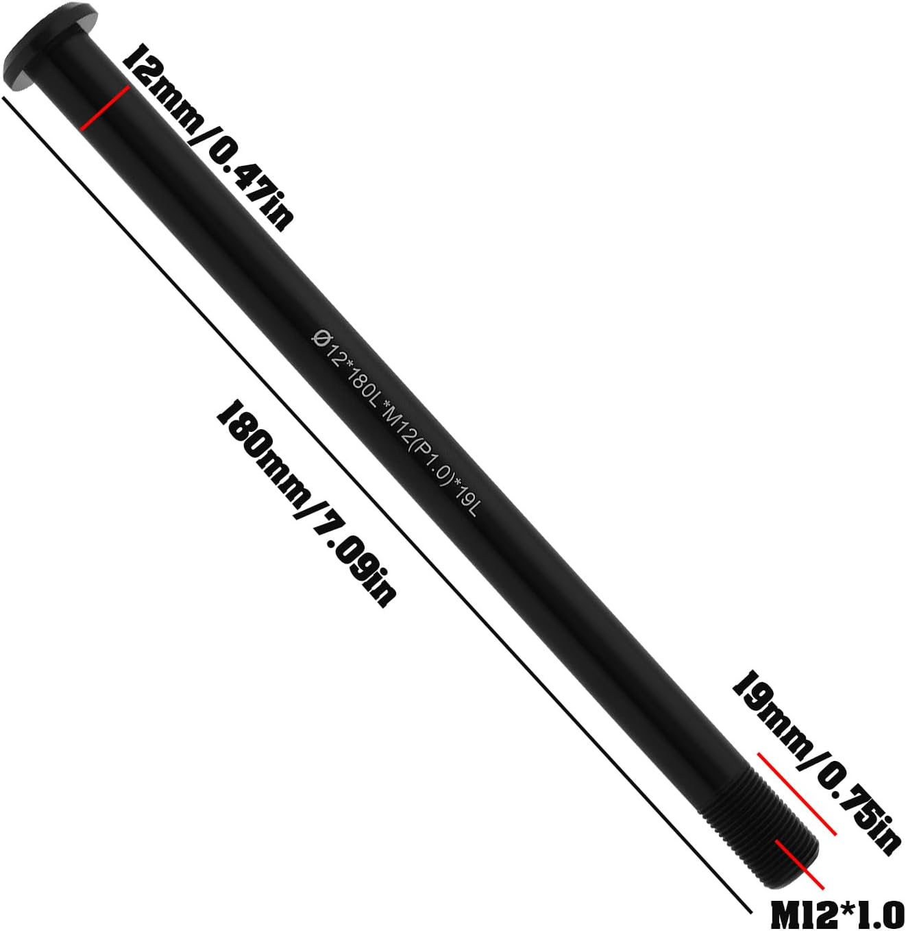 Briny River 1PC Bicycle Thru Axle ?12 * 180L*M12(P1.0)*19 Compatible with Vitus Aluminum Alloy Quick Release Axle Skewer Lever Bicycle Accessories image number 6
