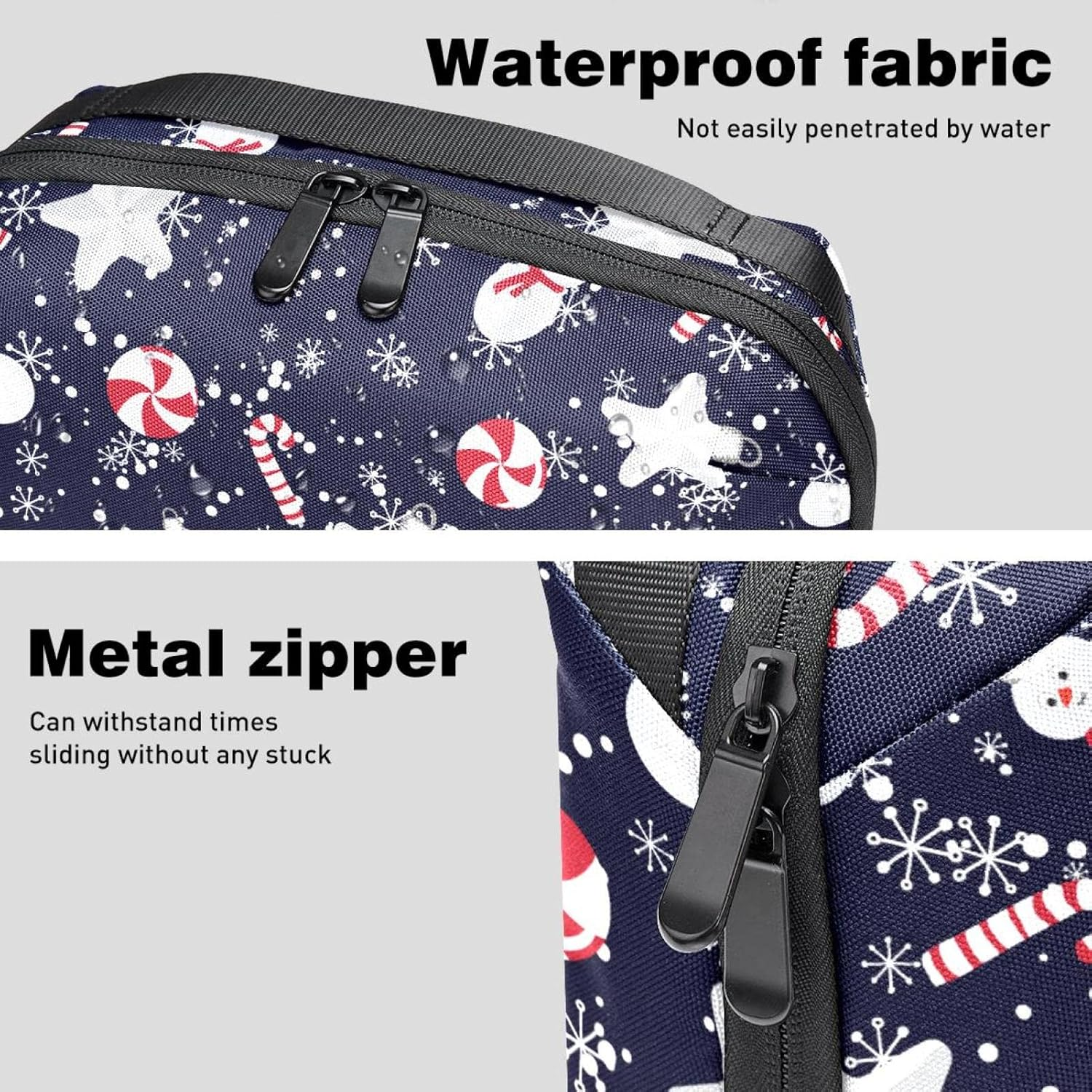 Makeup Bags for Women, Makeup Travel Bag, Waterproof Makeup Organizer Bag, Christmas Snowman Snowflakes Stars Vintage image number 1