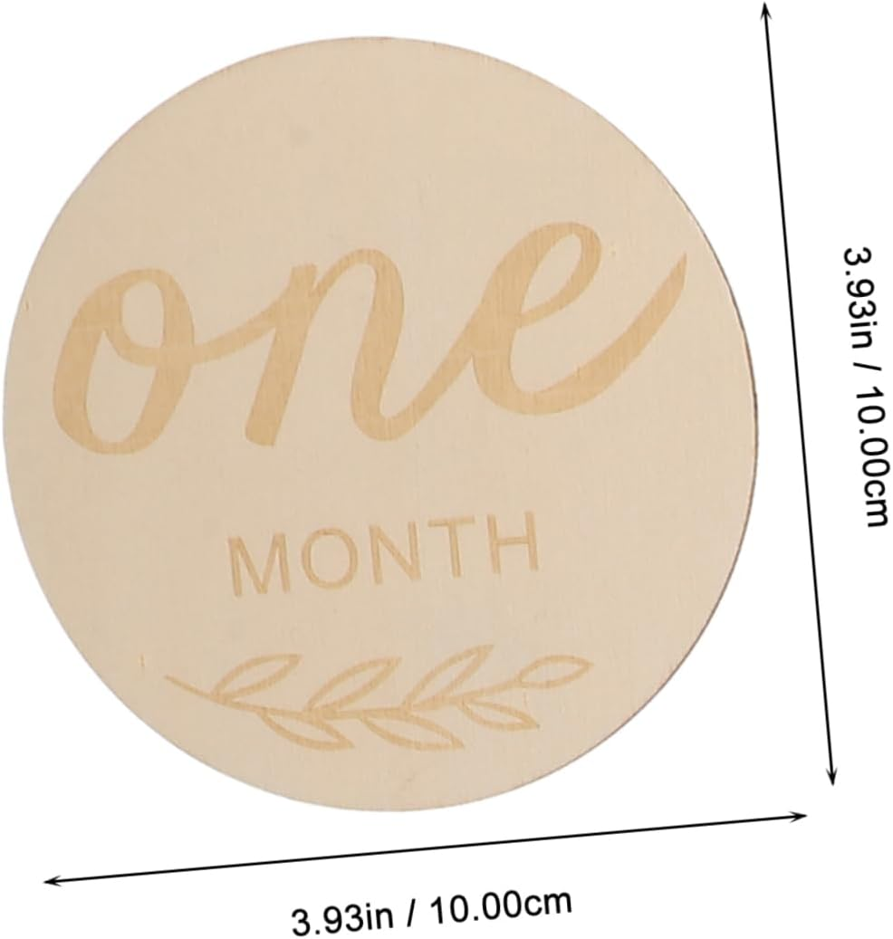 CORHAD 12Pcs Wooden Monthly Milestone Discs Photo Props Decorative Milestone Signs for Newborn Growth Announcement and Commemorative Photos image number 4
