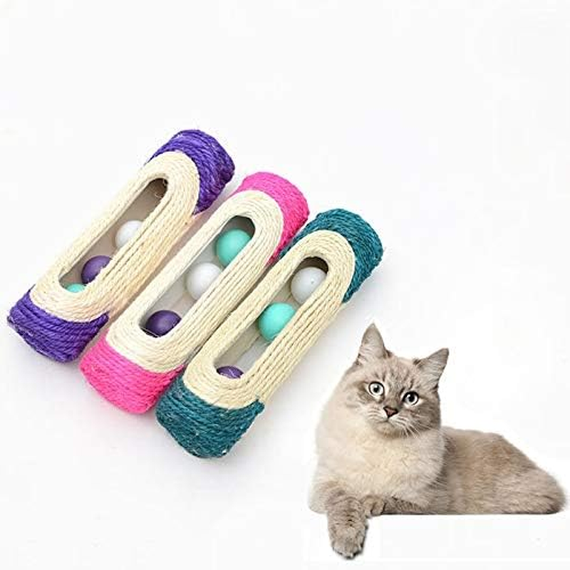 Pet Toys Cat Scratch Board Training Toy Pet Supplies Cat Rack Rolling Sisal Scratching Trapped Ball with Three Balls, Random Color Delivery Pet Toys image number 3