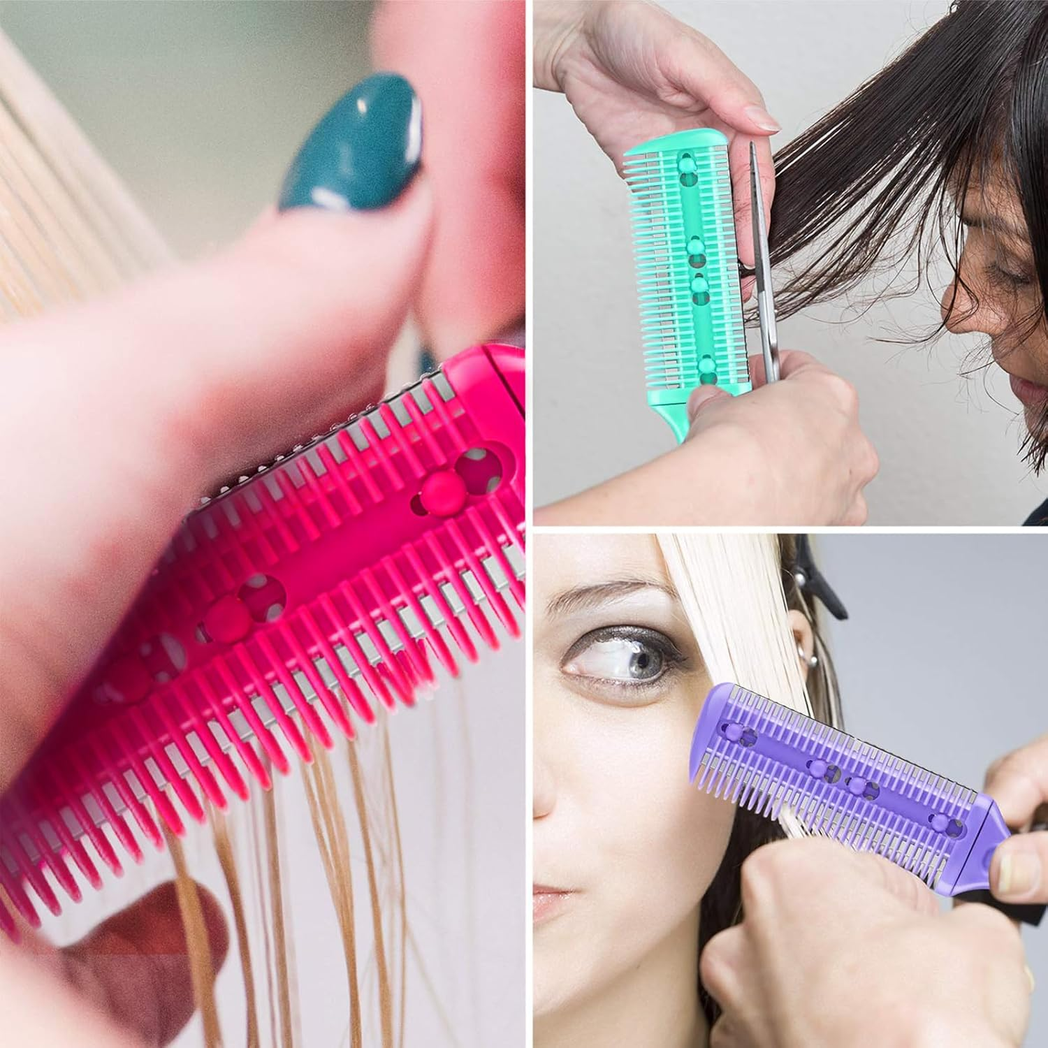 Jrusmr 4 PCS Hair Razor Combs, Dual-Sided Hair Thinning and Trimming Combs for Cutting and Styling, Slim Hairdresser Tools for Home or Salon Use (4 Colors)