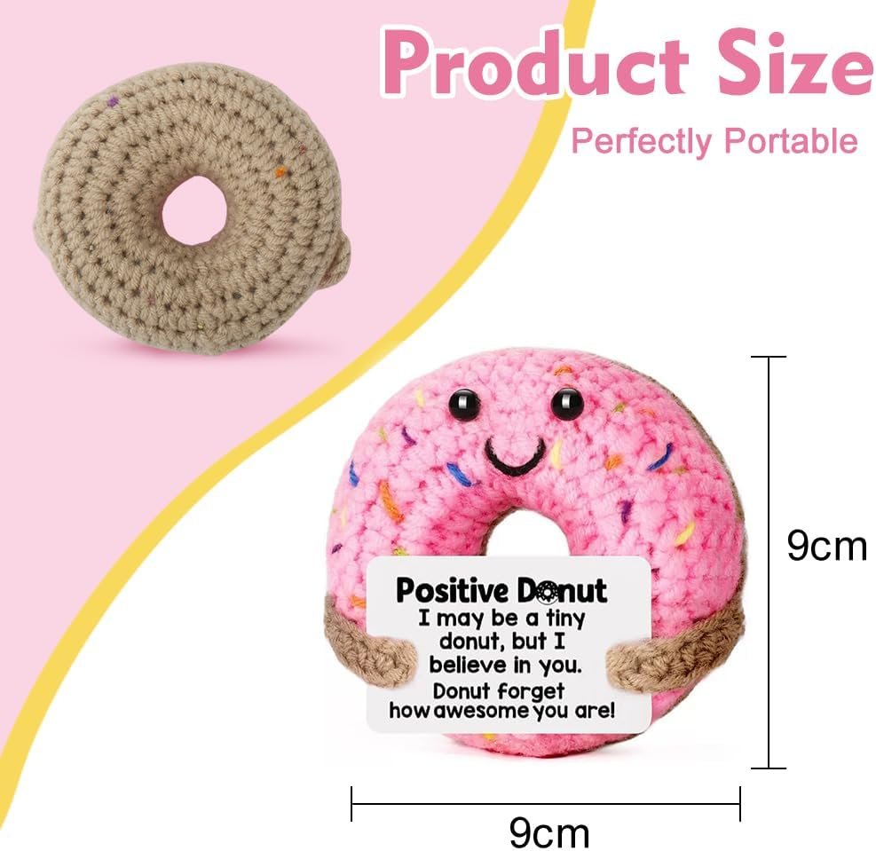 Fayrvind Emotional Support Positive Funny Handmade Crochet Donut Unique Cute Desk Accessories Birthday Gifts for Women Thank You Gift