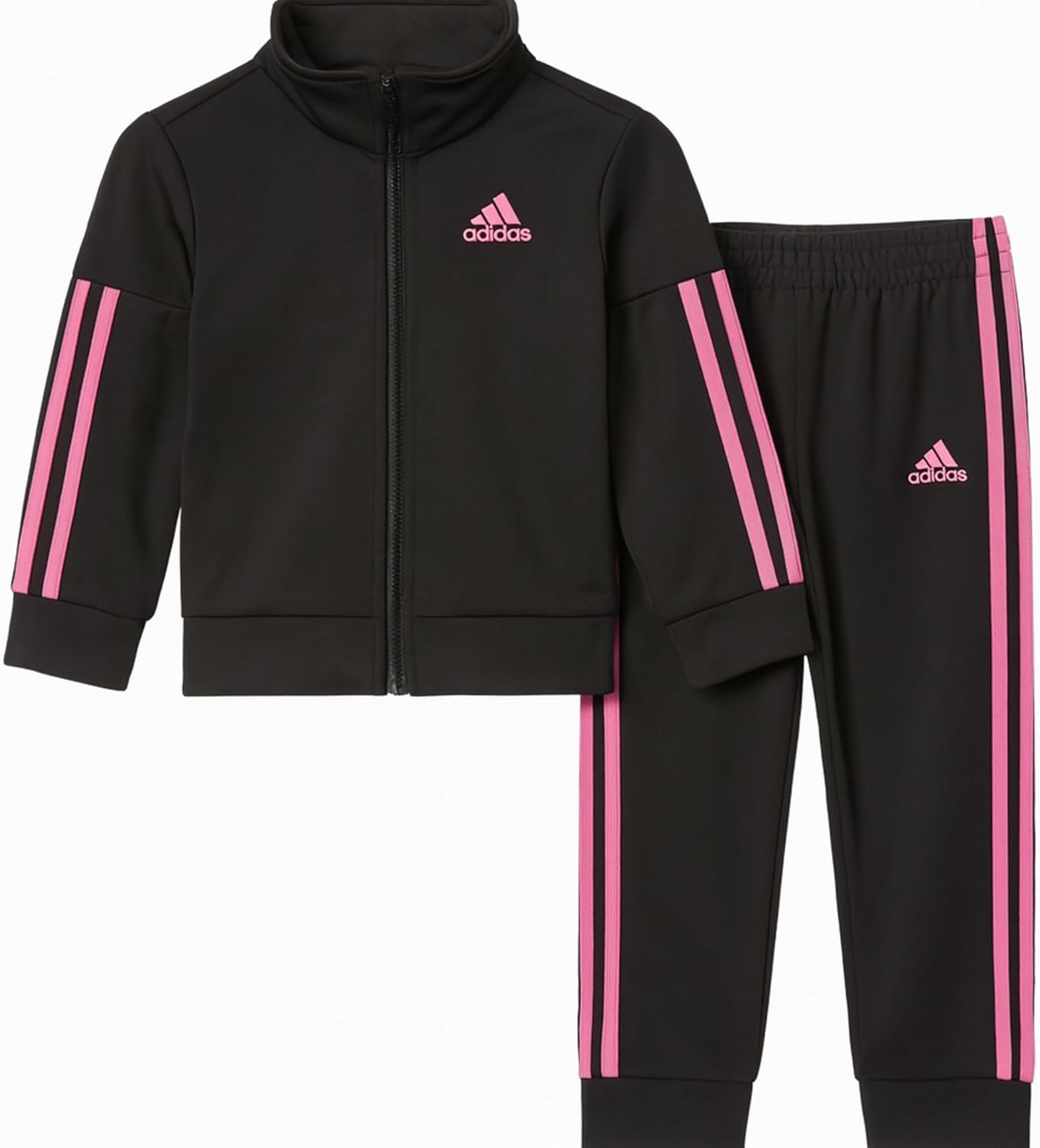 Adidas Girls Zip Front Classic Tricot Jacket and Joggers Set