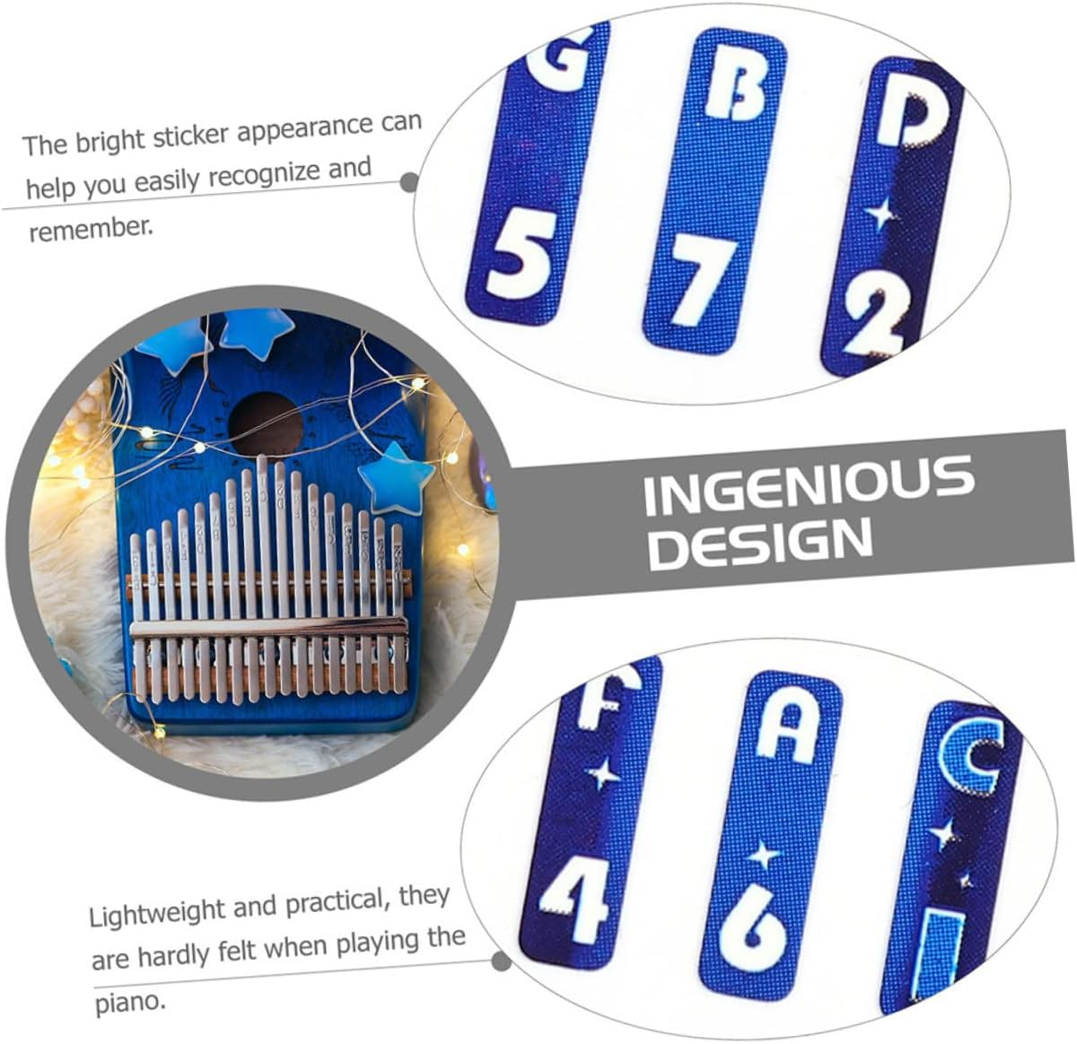 CORHAD 17 Keys Note Stickers Musical Scale Stickers for Thumb Piano Beginner Piano Stickers Supplies image number 6