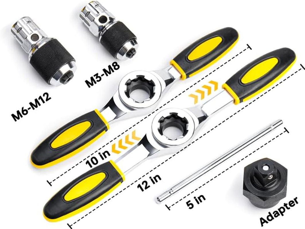 YIYEIE Ratcheting Tap and Die Handle, 5PC Tap Handle Tool with Ratchet Tap Socket, Extendable T-Handle Tap Wrenches Set image number 6