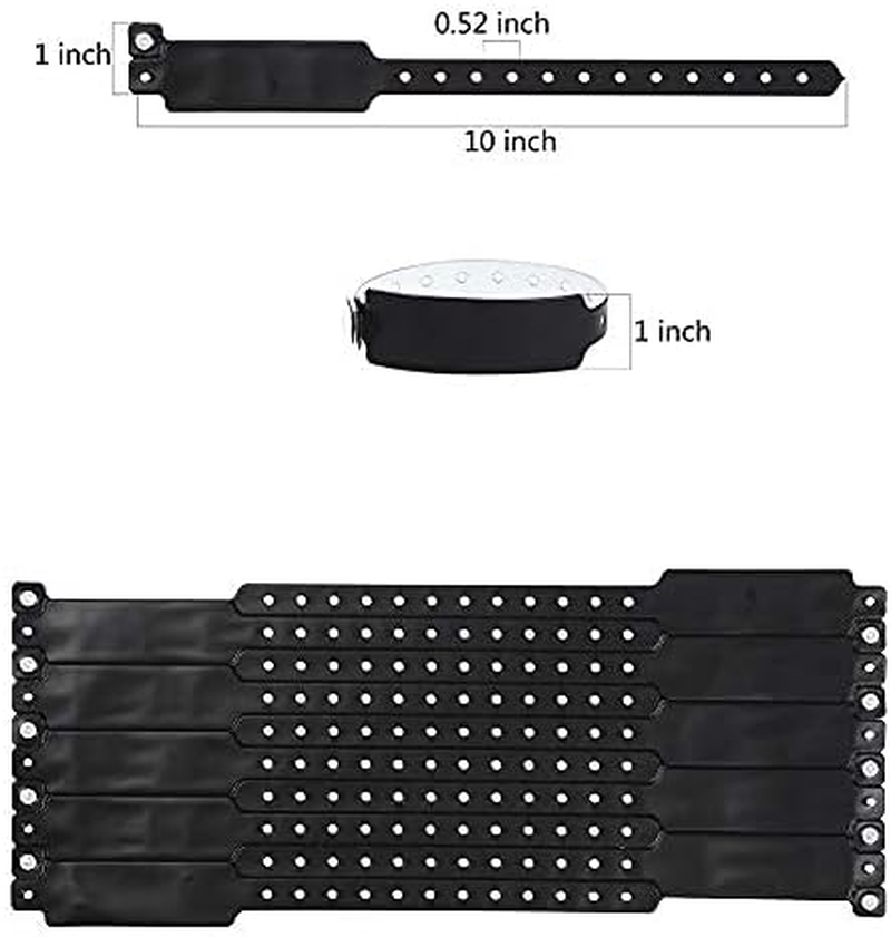 Black Plastic Wristbands 100 Pack - Colored Vinyl Bracelets for Events, Concerts, Parties - Waterproof Custom Arm Bands