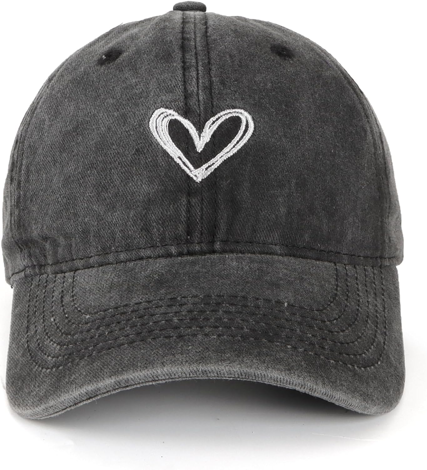 Hebenie Vintage Womens Baseball Cap &ndash; Adjustable Washed Soft Cotton Ladies Cap with Heart Embroidery Comfortable Fit for Casual Wear image number 5
