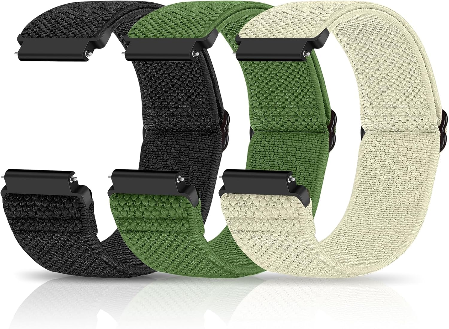 Puhuite Stretchy Nylon Band for Samsung Galaxy Watch 6/5/4,Galaxy Watch 4/6 Classic,Garmin Vivoactive 5/Vivoactive 3,Garmin Venu 2 Plus/Venu Sq/Venu Band,Garmin Forerunner 645/245 Music Elastic Band