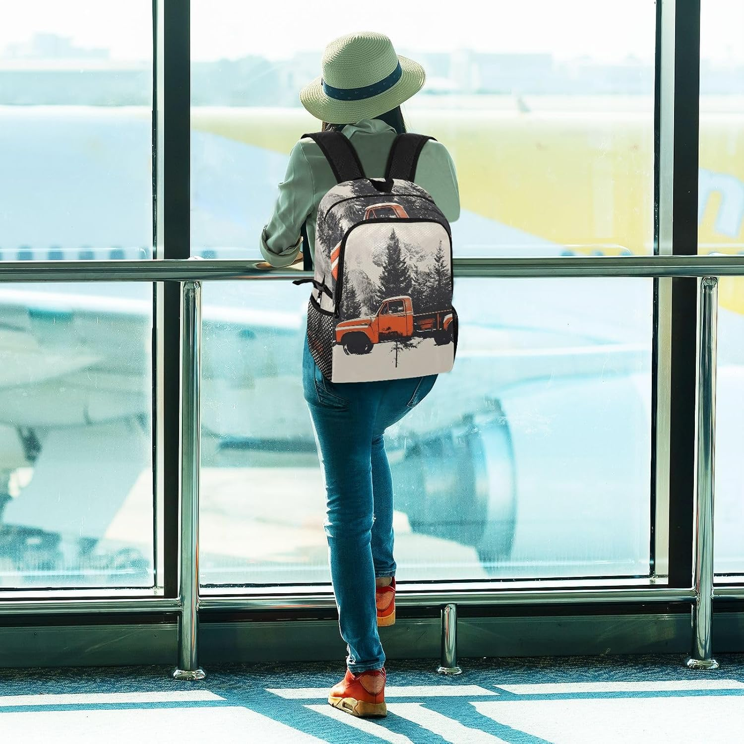 AIXIWAWA Travel Backpack Christmas Trucks, Packable Lightweight Waterproof Portable Casual Daypack Foldable for Hiking Camping Weight Capacity 22 LB, Multicolor, 11.2&times;5.9&times;18.5 IN