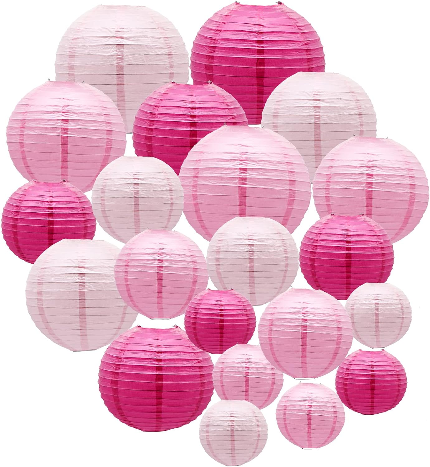 Pink Paper Lanterns Decorative, Hanging round Paper Lanterns Indoor Outdoor for Graduation Wedding Birthday Valentine'S Day Baby Showers Decorations, 21Pcs - Bean Green image number 2