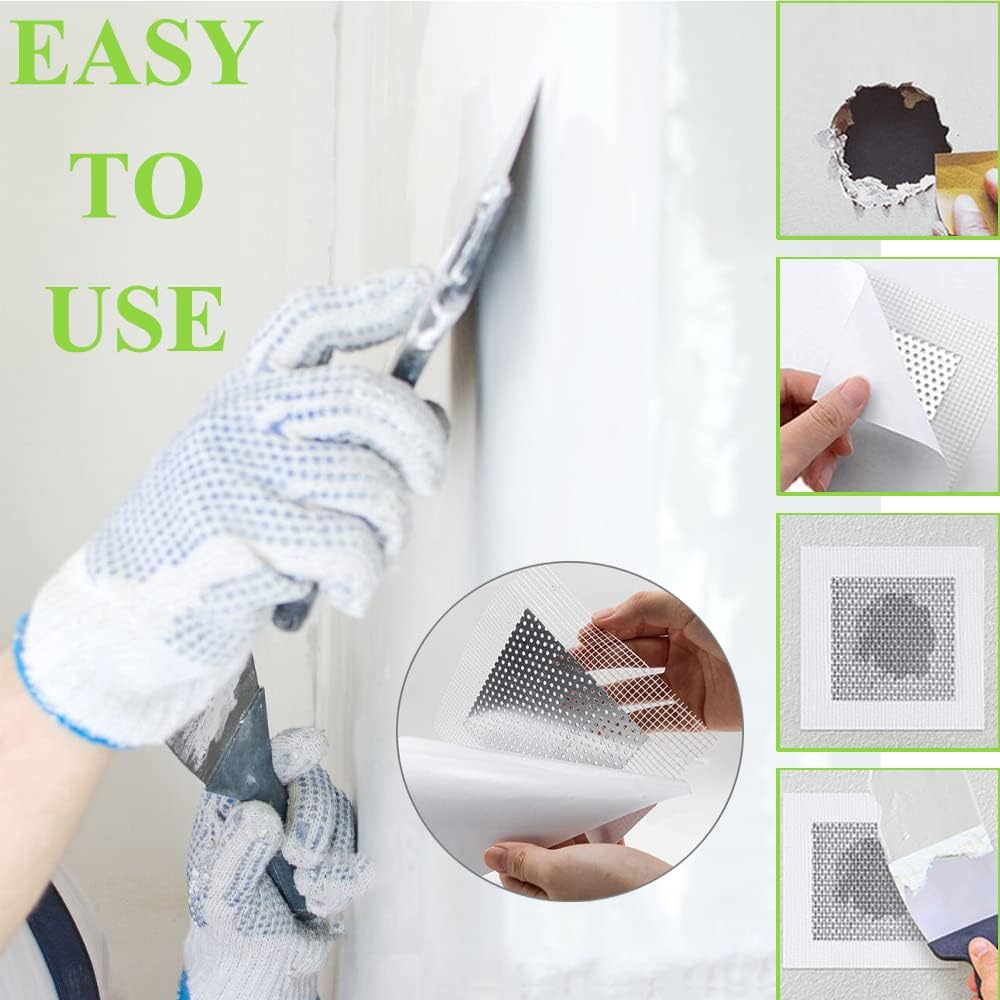 16 PCS Aluminum Wall Repair Patch Kit, Self -Adhesive Wall Repair Patch- 2&rdquo;X2&rdquo; (4) 4&rdquo;X4&rdquo; (4) 6&rdquo;X6&rdquo; (2) 8&rdquo;X8&rdquo; (2) Putty Knife (2) Sanding Pad (2), Dry Wall Hole Repair Patch Metal Patch image number 4
