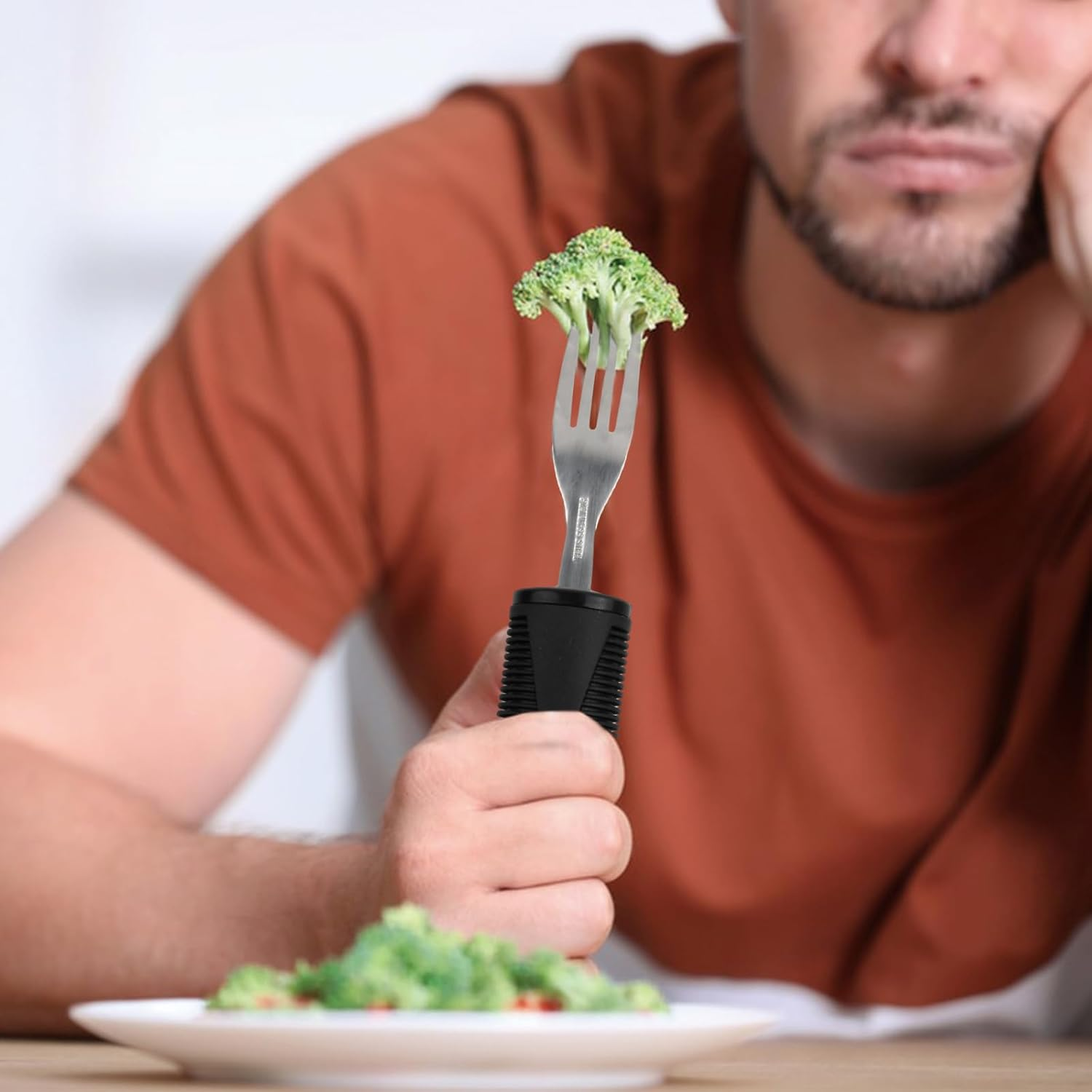 5-Piece Adaptive Utensils, Easy Grip Cutlery Set, Disabled Eating Aids, Cutlery Non-Slip Handles, Cutlery for Disabled People, Parkinson'S Disease, Patients, Elderly Arthritis, Black image number 2