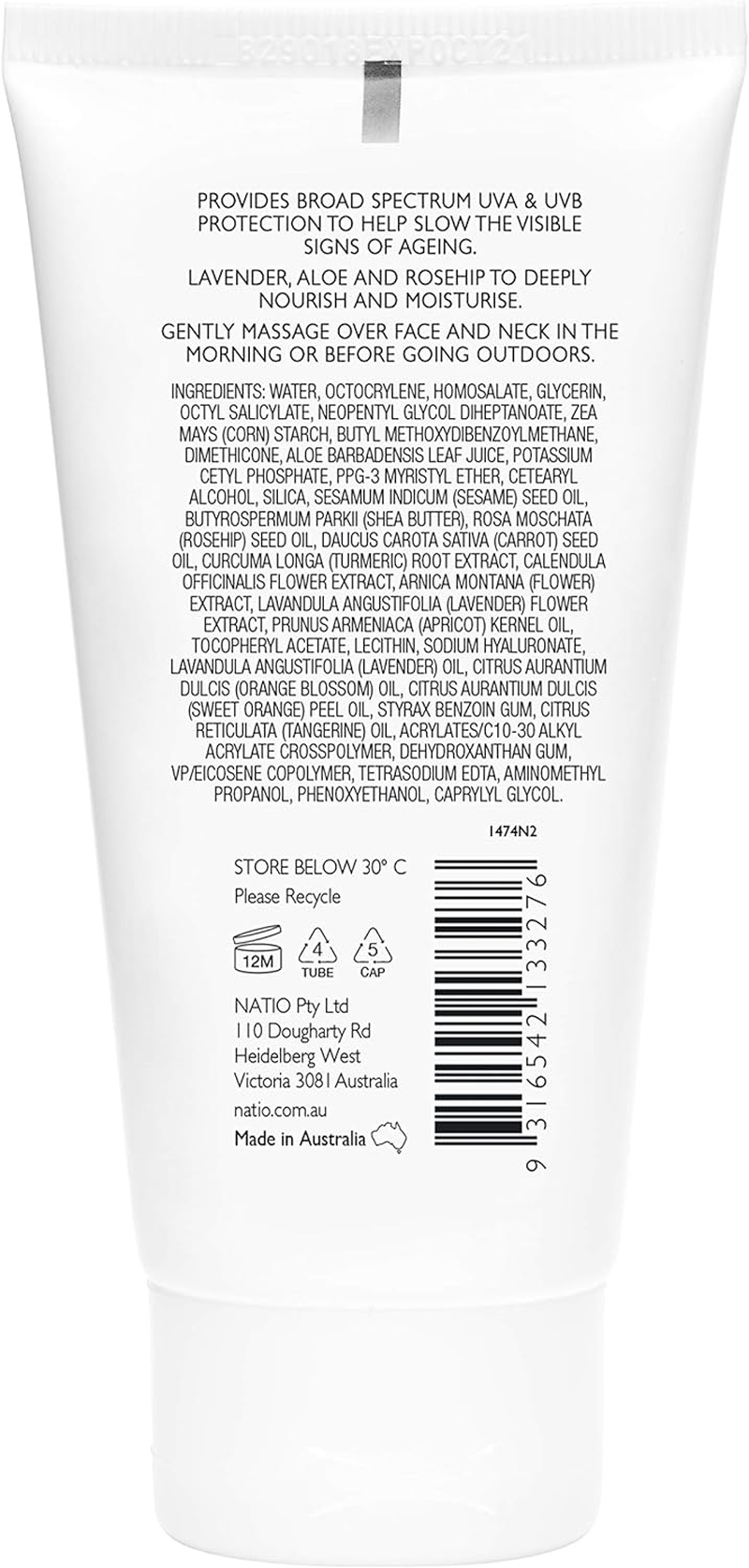 Natio Australia Restore Day Cream SPF 15 75Ml - Firming & Hydrating Day Moisturiser for Mature Skin - Hyaluronate, Rosehip, Aloe, Tumeric, Arnica, Apricot Kernel, Shea Butter & Calendula - Made in Australia image number 1