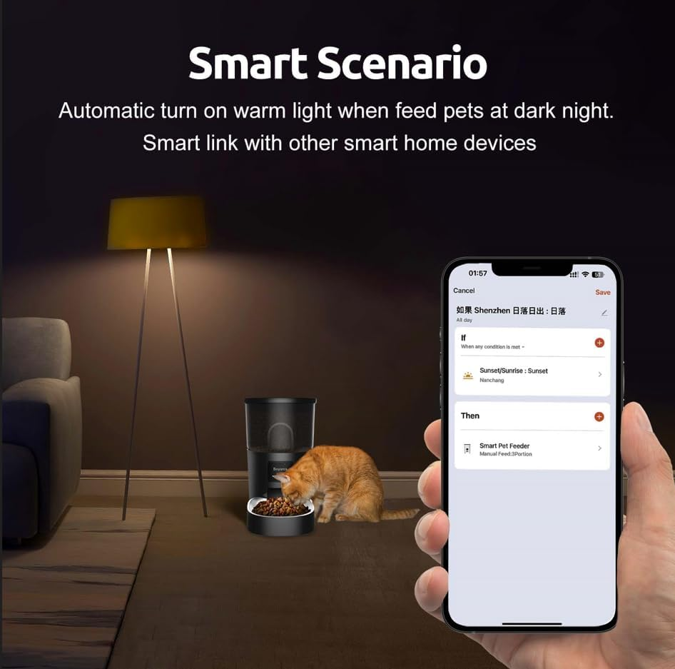 Boyarca Wifi Automatic Pet Feeder 3L &ndash; Smart Cat & Dog Food Dispenser with Tuya/Smart Life App, Timer Control, Portion Scheduling, Voice Recorder &ndash; Auto Feeder for Cats & Small Pets (Black) image number 2