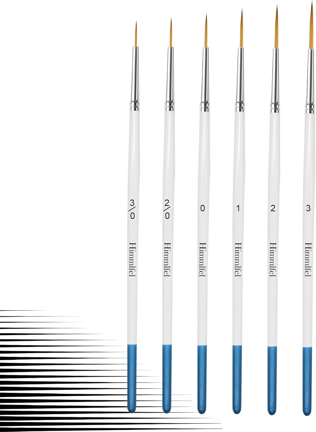 Himmlfel Rigger Brush Set, 6 Pcs Rigger Brushes for Painting Fine Long Lines, Thin Lines, Blades of Grass, Hair and More. Paint Brushes for Acrylic, Watercolour, Oil and Gouache Painting image number 6