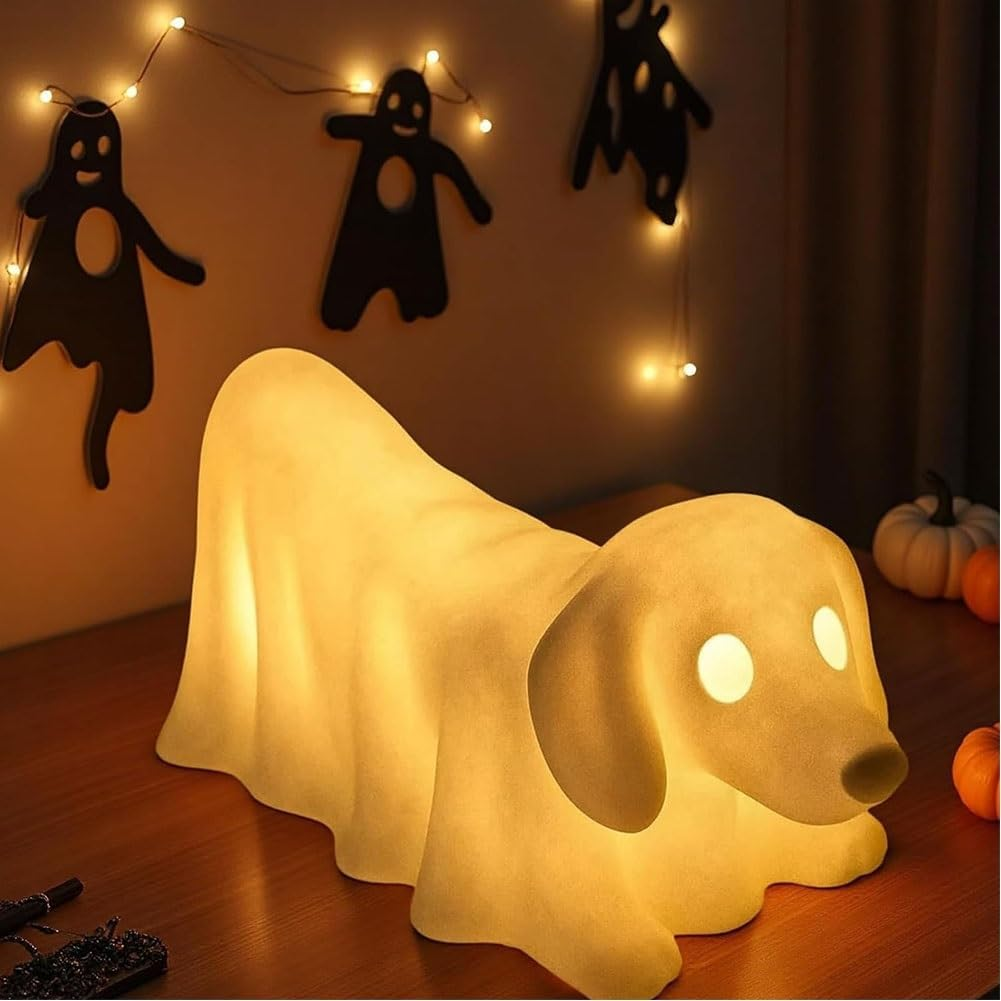 Halloween Dachshund Pumpkin Lamp,Figurines Dachshund Ghost Lamps,Cute Decor Statues Nightlight,Ghost Lamp French Bulldog,Fans of Quirky Decor,The Dark Party Display and Dog Lovers image number 5
