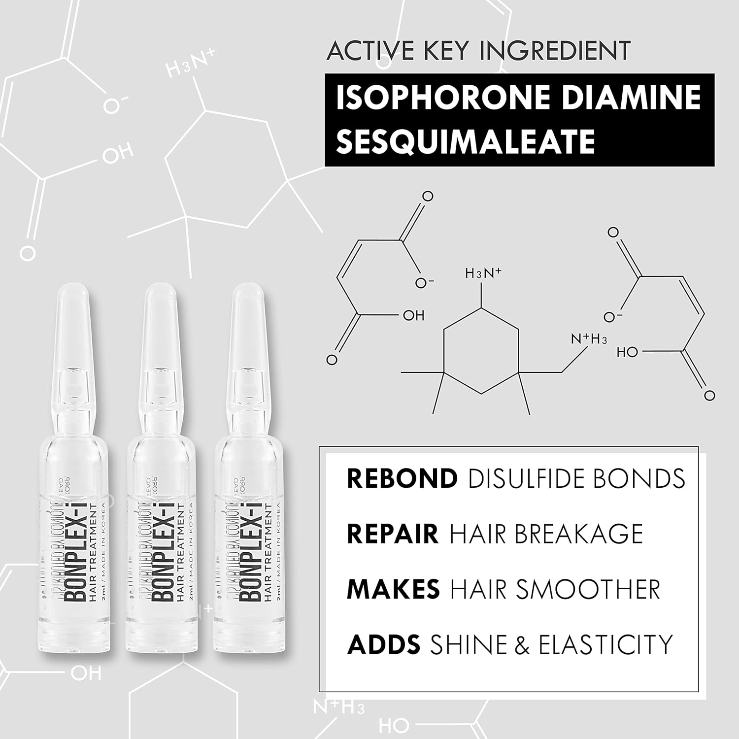 Bonplex-I Ampoule Treatment | for All Hair Types | Damage and Dry Hair | Dimaleate | Reconnect Damaged Broken Disulfide Bonds | Restore and Bonding Intensive Repair Treatment 25 Pcs image number 3