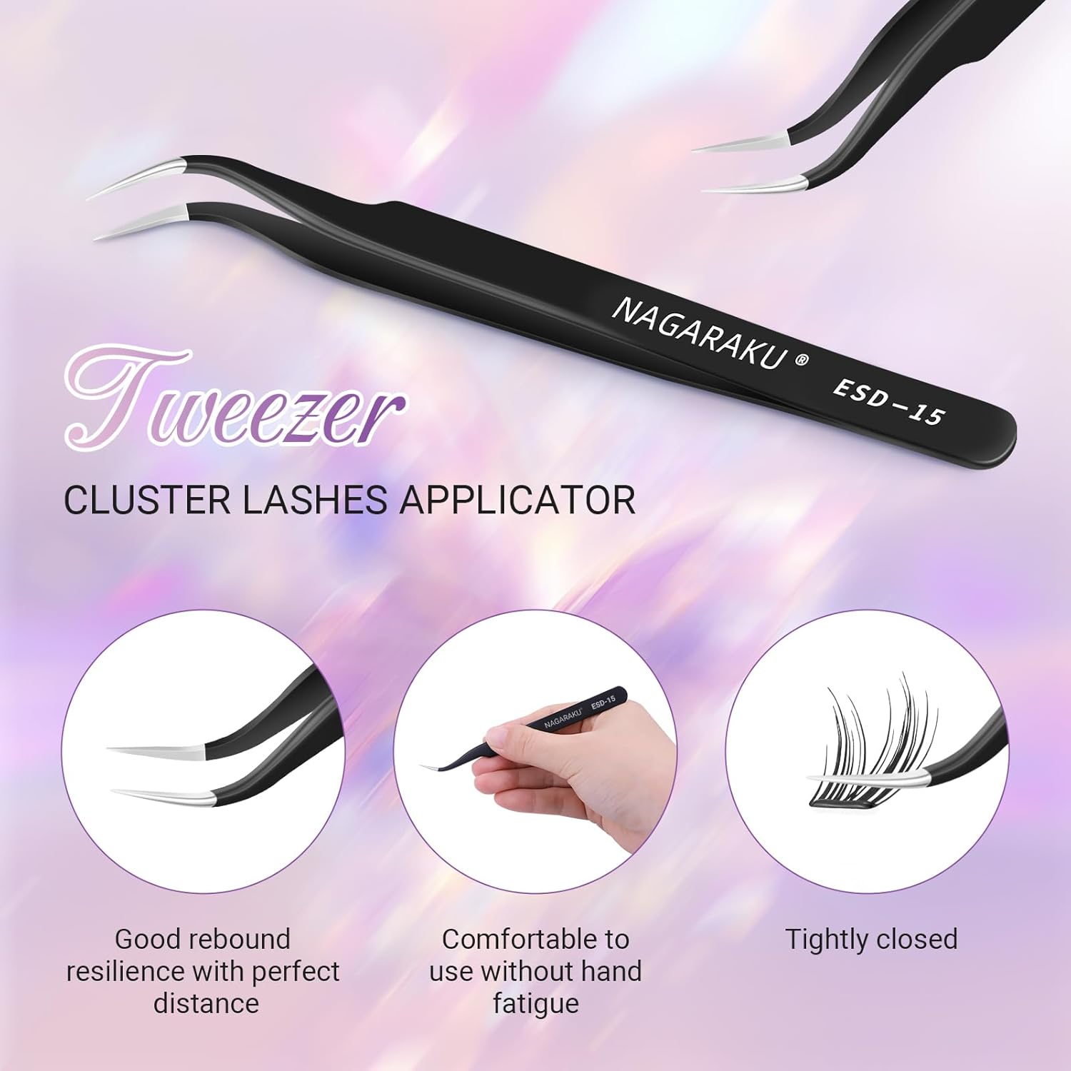 NAGARAKU Pre Glued Cluster Lashes Air Series Eyelashes Princess Style 48 Pcs No Glue Needed Pre-Bond Eyelashes Self Adhesive DIY Lashes（0.07Mm C Curl Mix Length) image number 6