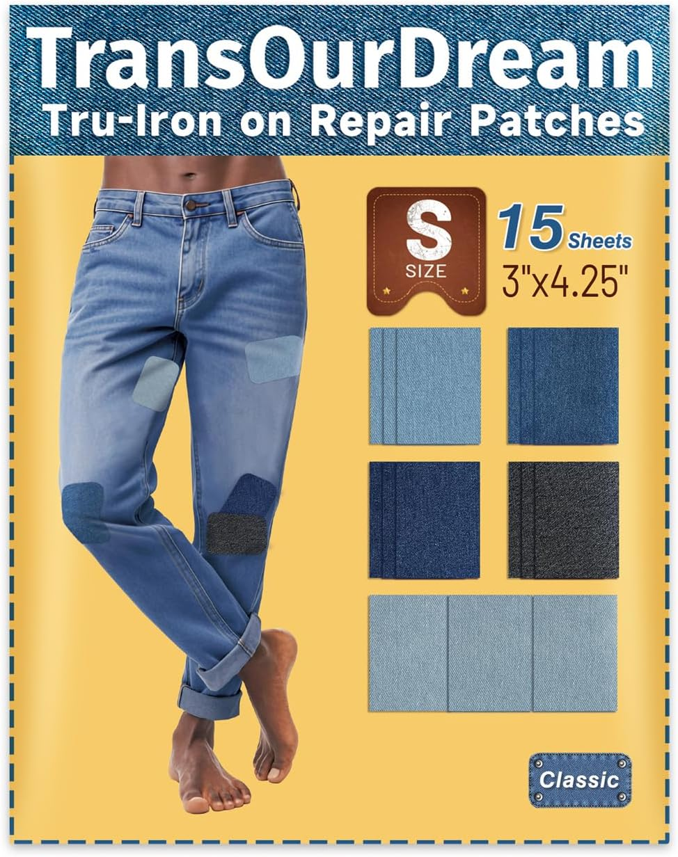 Transourdream Tru-White Iron on Fabric Patches for Clothes, Extra Large Iron on Repair Patch for Clothing, Jeans, Sheets, Duvet Cover, Curtains&Sofa, inside Use Fabric Patch,No Sewing(2 Pcs, 8.5"X11")