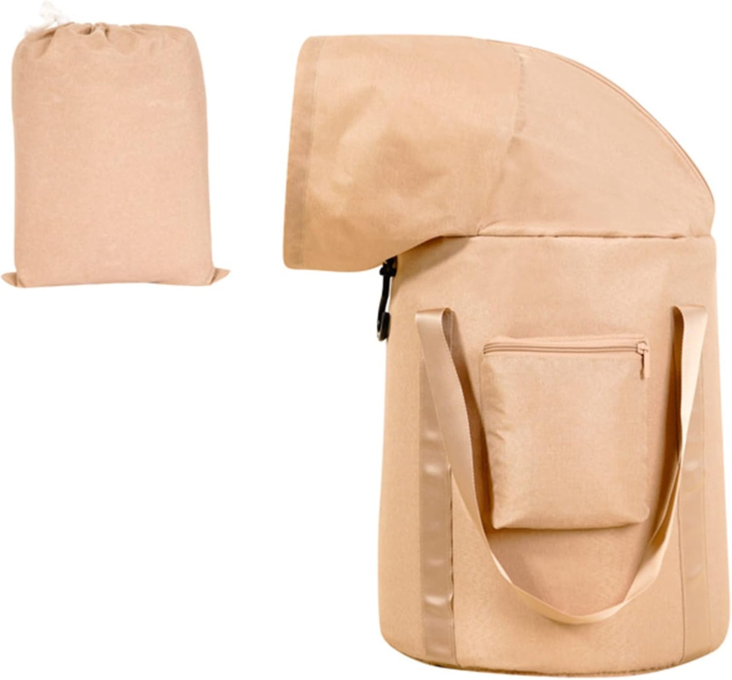 Collapsible Foot Basin with Handles, Zipper Portable Foot Soak Tub, Large Capacity Home Pedicure Foot Spa Bucket for Travel, Camping Washing (Color : Beige, Size : 72X32Cm)