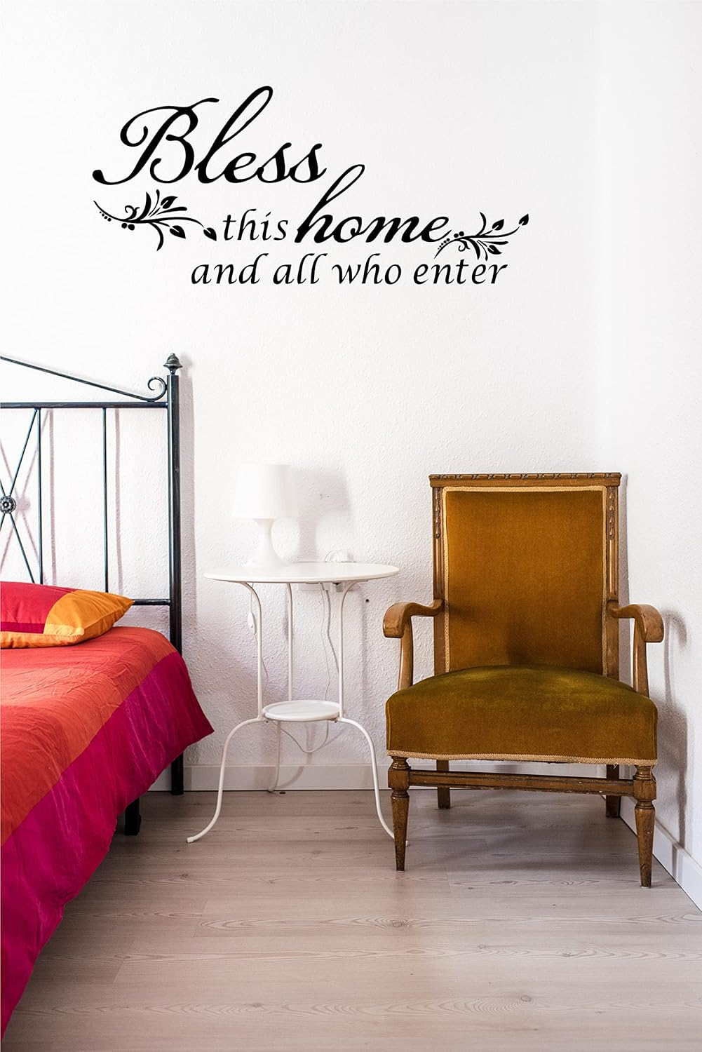 Decaltor Bless This Home and All Who Enter - Vinyl Wall Decal Entryway Living Room D&eacute;cor Art Letters Quotes Stencil image number 4