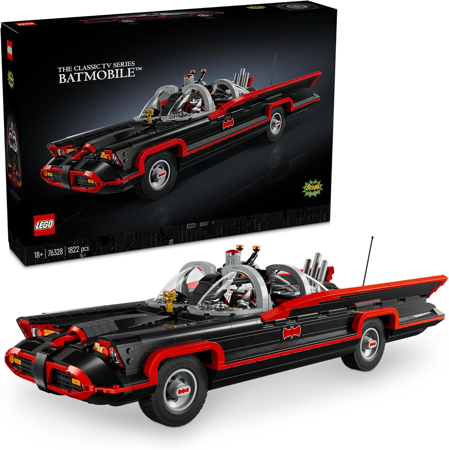 LEGO DC Batman: the Classic TV Series Batmobile Set for Adults, Collectible Model Car Building Kit Inspired by the 1966 Vehicle, Collectible Home or Office Desk Decor for Men & Women 76328 image number 3