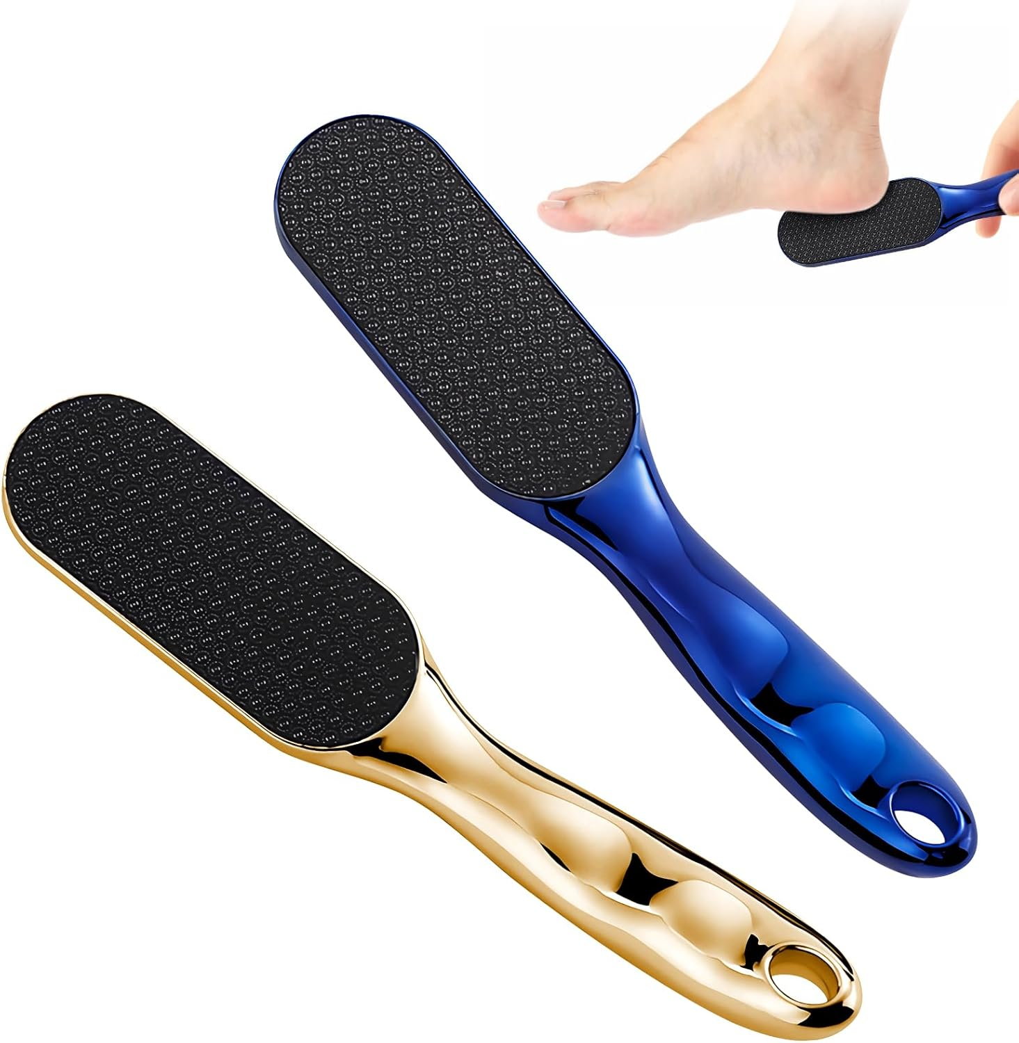 Nano Glass Foot File Callus Remover, Callus Removal Foot, Pumice Stone Foot Care Glass Nail File, Foot Glow Callus Remover, Removes Callus Planer, Equipped Comfortable Handle (Blue and Gold) image number 4