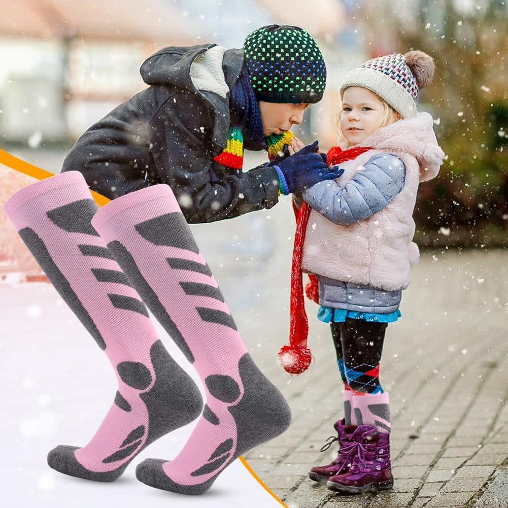 2 Pairs Ski Socks for Men Women Winter Thick Warm Boot Socks Cold Weather Knee High Warm Snow Skating Snowboarding Socks（L） image number 1
