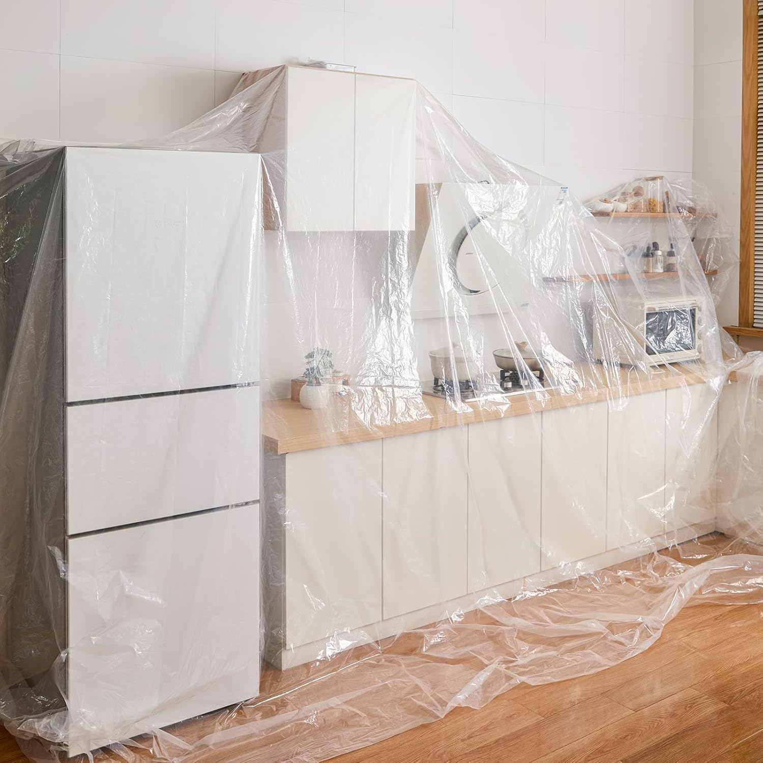 Topsoon Heavy Duty Thickened Plastic Decorative Dust Shield Large 9 Ft X12 Ft Transparent Waterproof Oilcloth Cover Decorative Dust Shield for Paint and Waterproof Plastic Sheets for Covering image number 2