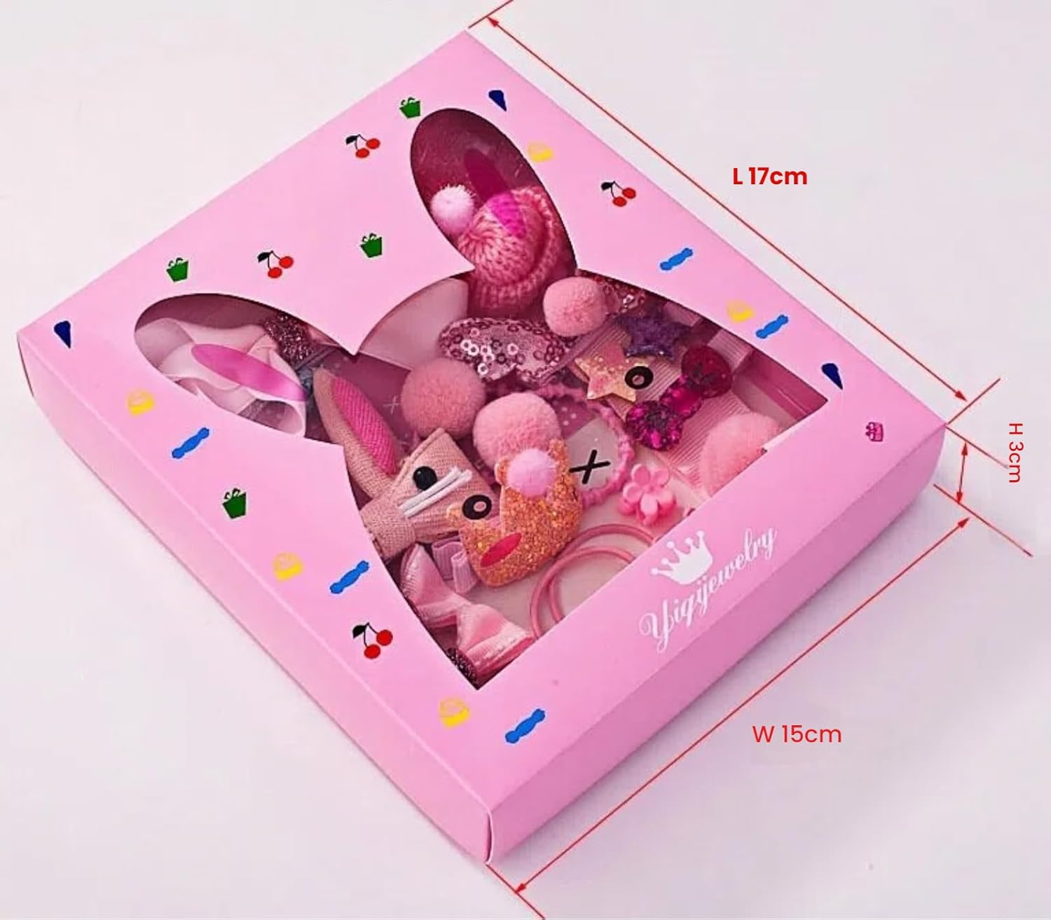 18 Pcs Cute Girls Hair Accessories Elastic Hair Bands Toddler Hair Clips Various Styles Girls Hair Accessories with Gift Box Suitable for Girls Baby Teenage (Pink) image number 5