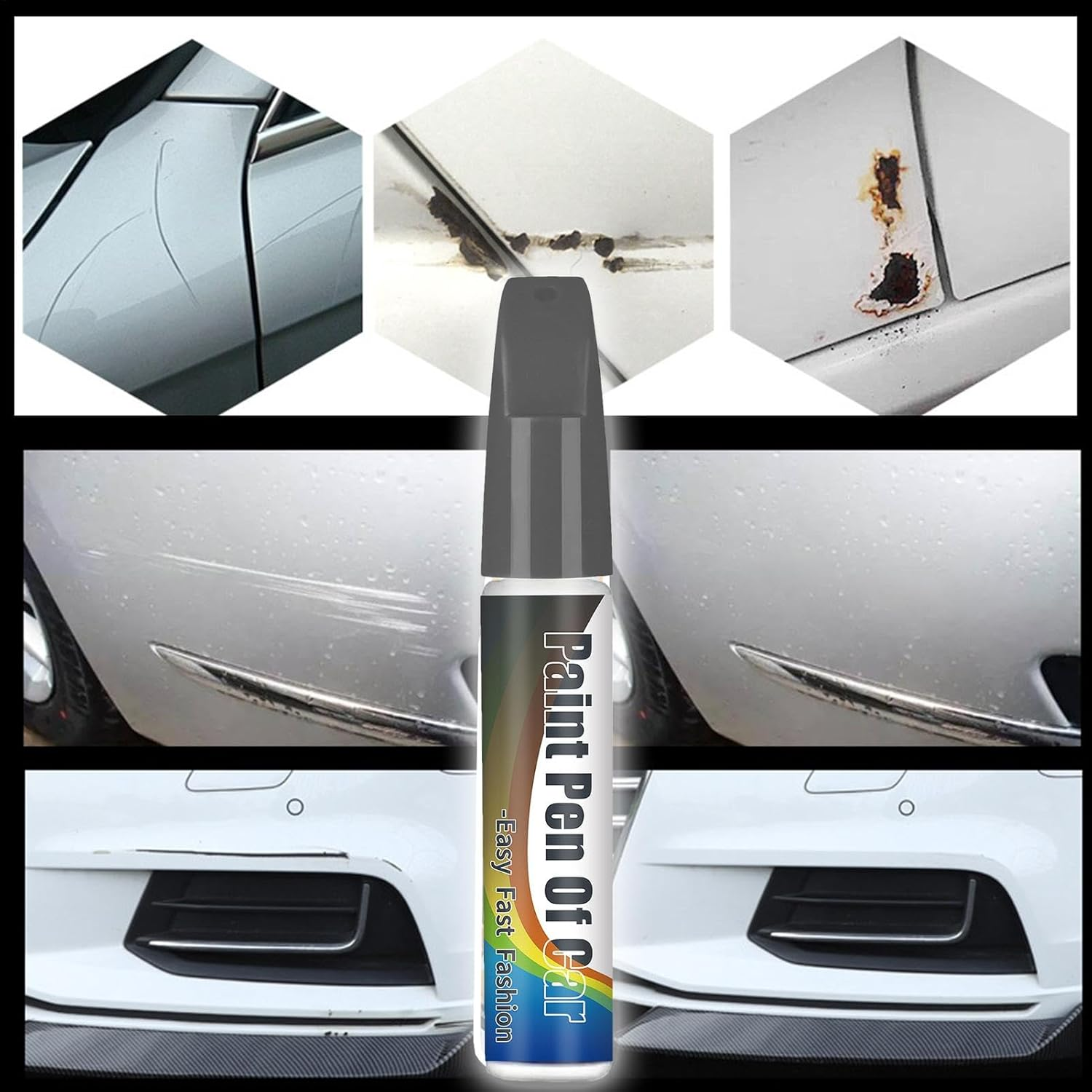 Auto Paint Repair Pen | 12Ml Portable Painting Pen for Vehicle,Auto Paint Pen, Vehicle Paint Repair Tool, Professional Car Accessories for Car Vehicle - Black image number 6