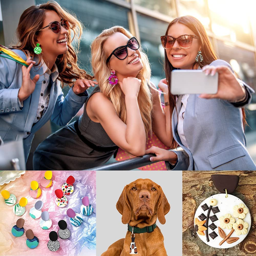 SENHAI Polymer Clay Cutters, 18 Pcs Clay Earring Cutters Different Shape Plastic with Earring Cards, Hooks, round Circle Shape Cutters Mold for Polymer Clay Jewelry Making image number 6