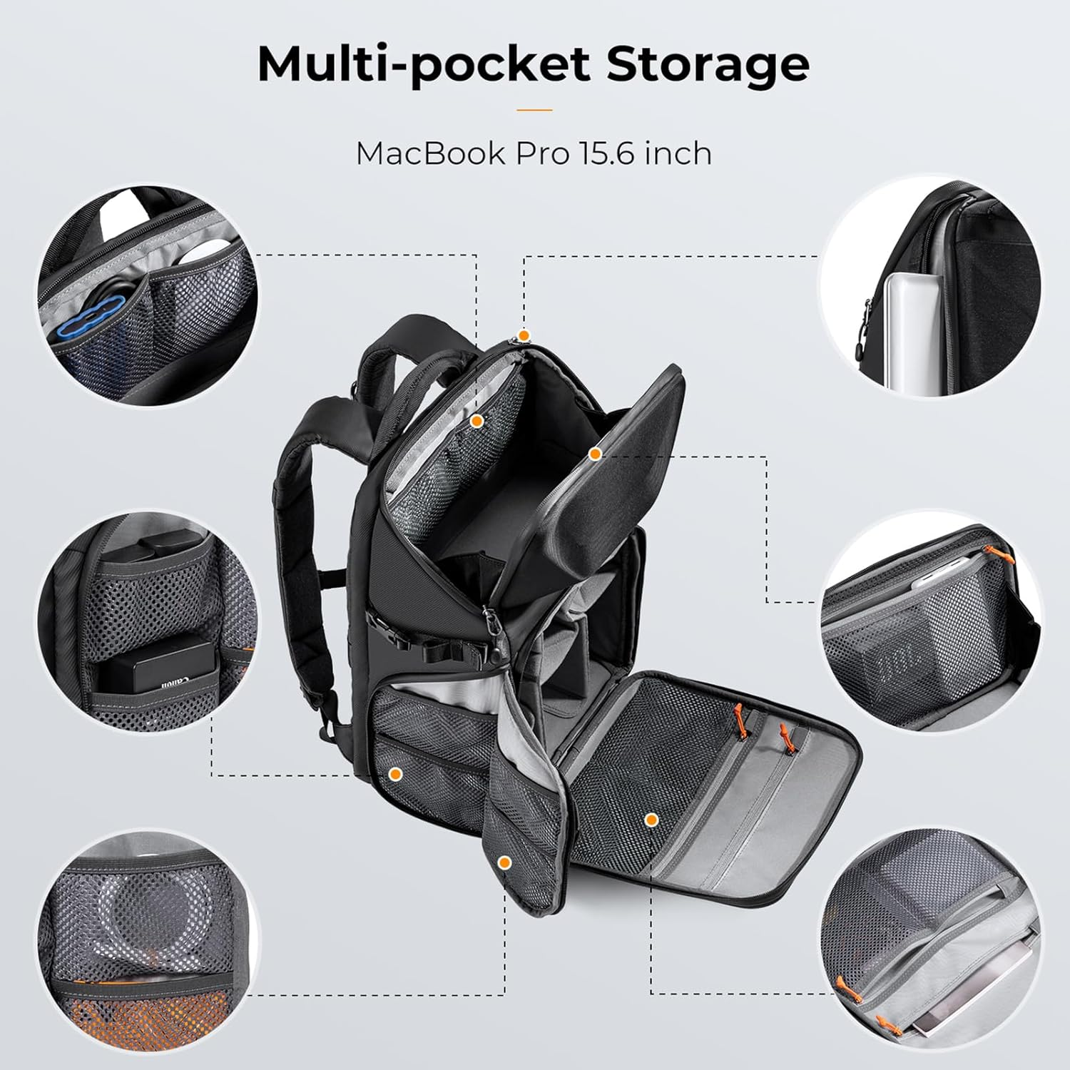 GUYOS KF13.144 20Lcamera Backpack Photography Storager Bag Side Open Available for 15.6In Laptop with Trolley Strap Rain Cover Flexible Dividers Compatible with 15.6In image number 3