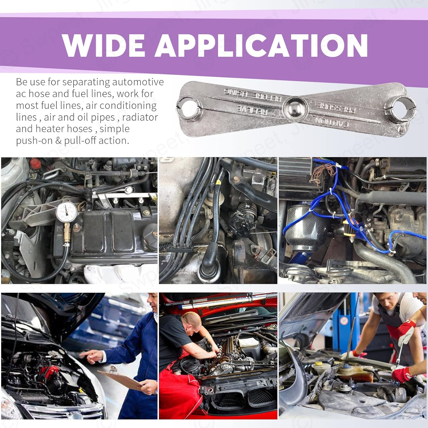 Swpeet 1Pcs 3/8 Inch and 5/16Inch Scissor Fuel Line Disconnect Tool, Easy Separation of Quick Disconnect Style Fittings Use on Fuel, Heater, and A/C Line Service Compatible with GM, Ford, Mazda image number 5