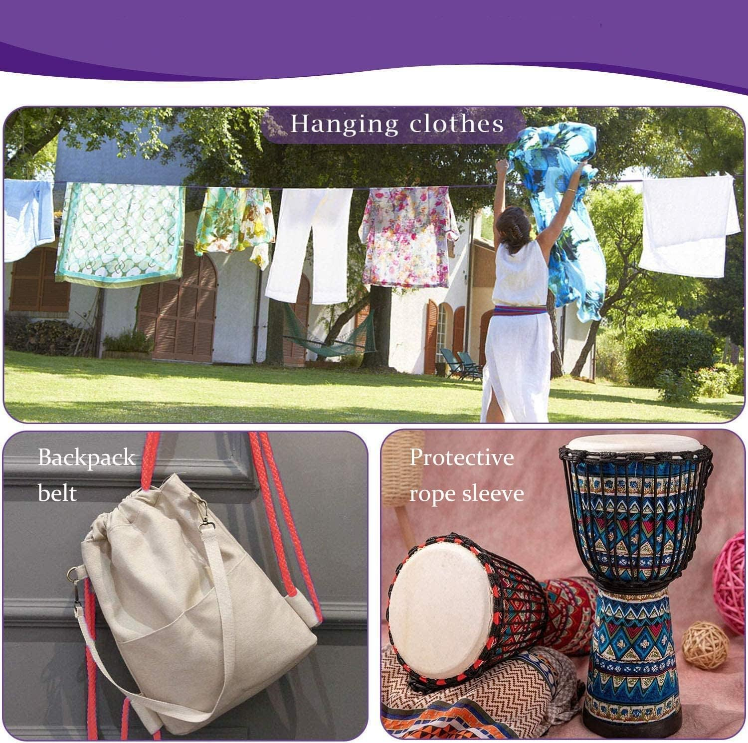 Soft Cotton Binding Rope, All Purpose Thick Cotton Twisted Knot Tying Rope, 8Mm Diameter, 5M Long, Pack of 2, Pink image number 3