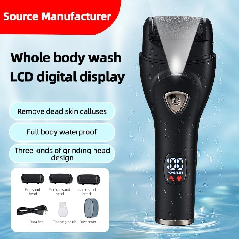 Foot Callus Remover - Professional Electric Callus Remover Pedicure Tools, Waterproof Foot Scrubber File for Hard Cracked Dry Dead Skin, Foot Care Kit,For Dead Skin Ideal with 3 Rollers, 3 Speed image number 1