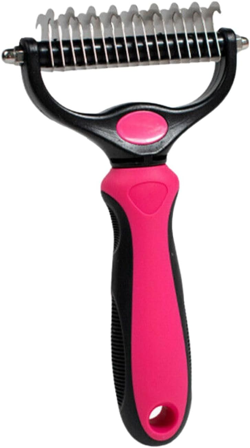 Leona Co Pet Grooming Brush, Double Sided Shedding, Dematting Deshedding Trimmer Undercoat Rake for Dogs & Cats (Small, Blue)