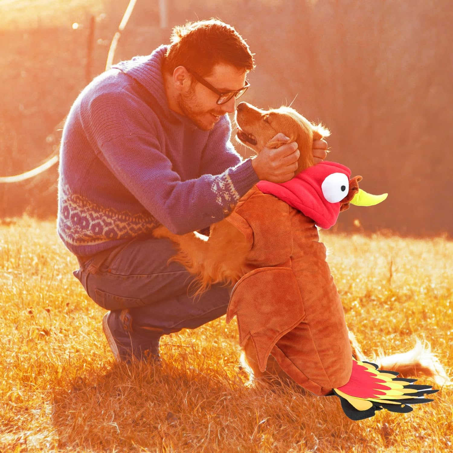 BWOGUE Large Dog Turkey Costume,Dog Thanksgiving Costume Winter Warm Pet Clothes Apparel for Thanksgiving Cosplay Dress up Fit for Medium to Large Dogs image number 1