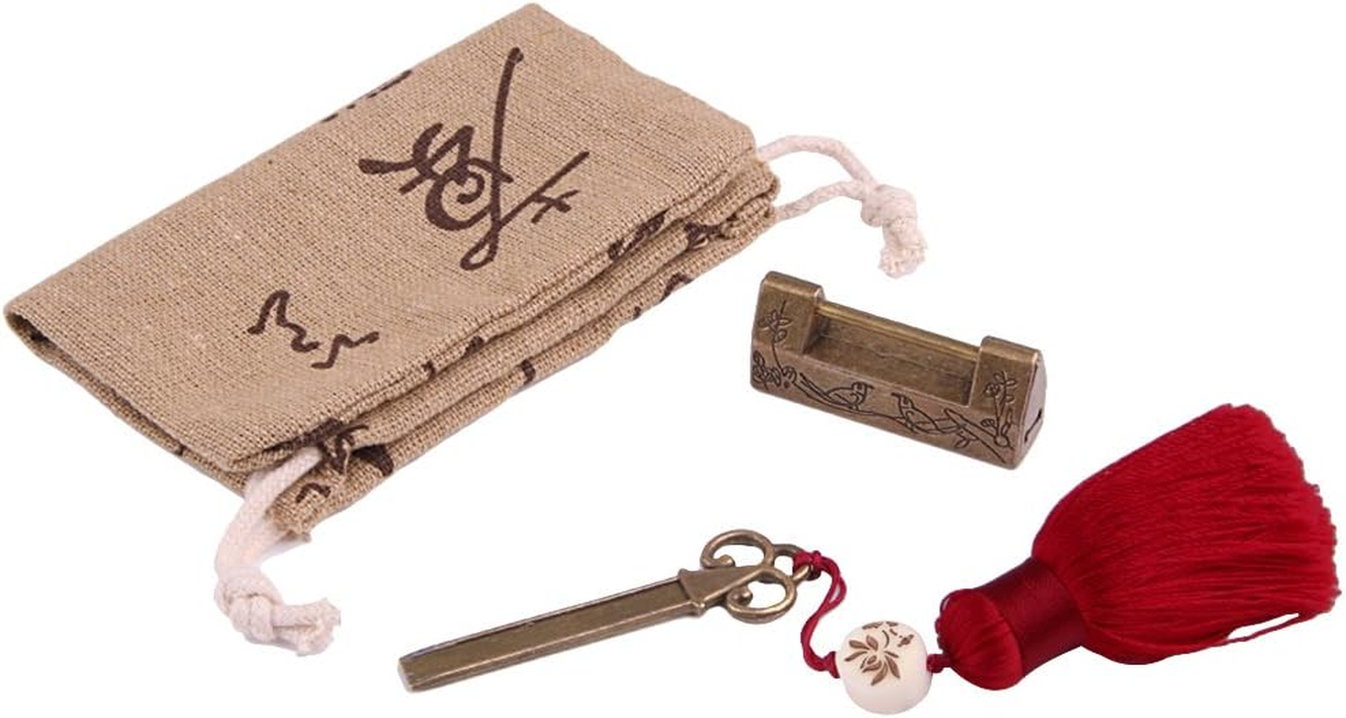 GTHER Small Vintage Carved Flower Bird Padlock Decorative Lock with Key for Jewelry Box Drawer image number 6