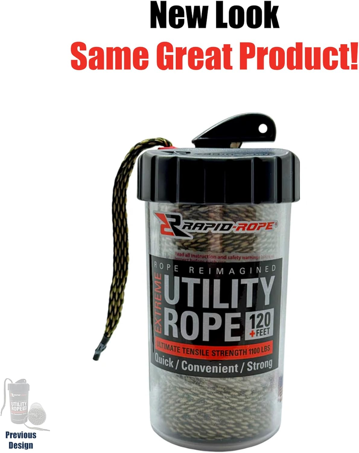 Rapid Rope Canister 120Ft Camo Flat Tactical Paracord, Made in USA, 1100Lb Tested Heavy Duty Poly Rope Test Cord, Non-Tangle Dispenser Included &ndash; Hiking, Camping, Survival, Utility, Climbing image number 2