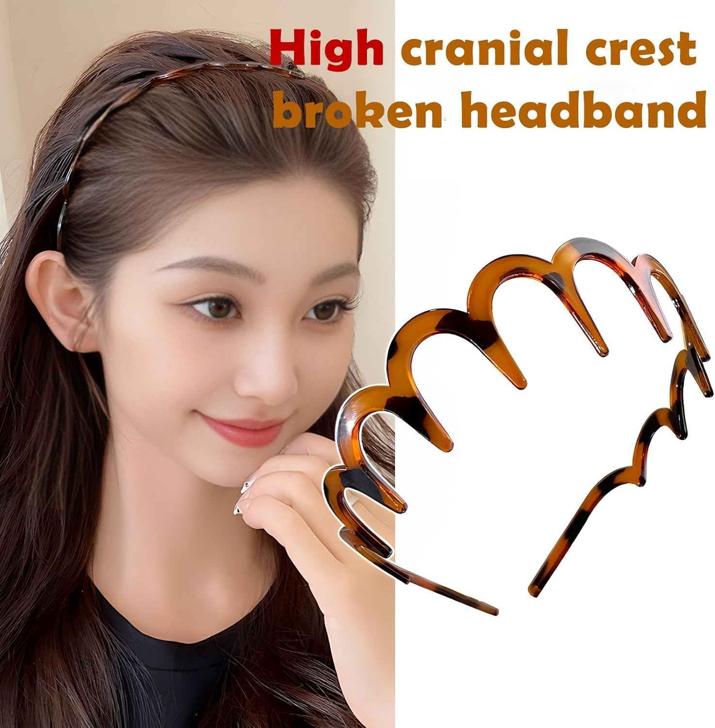 Pack of 2 Zigzag Headband, Shark Tooth Hair Comb, Hard Headbands, Plastic Zigzag Headbands, Wavy Hair Comb Headband for Girls, Women, Men (Leopard Brown and Black) image number 6