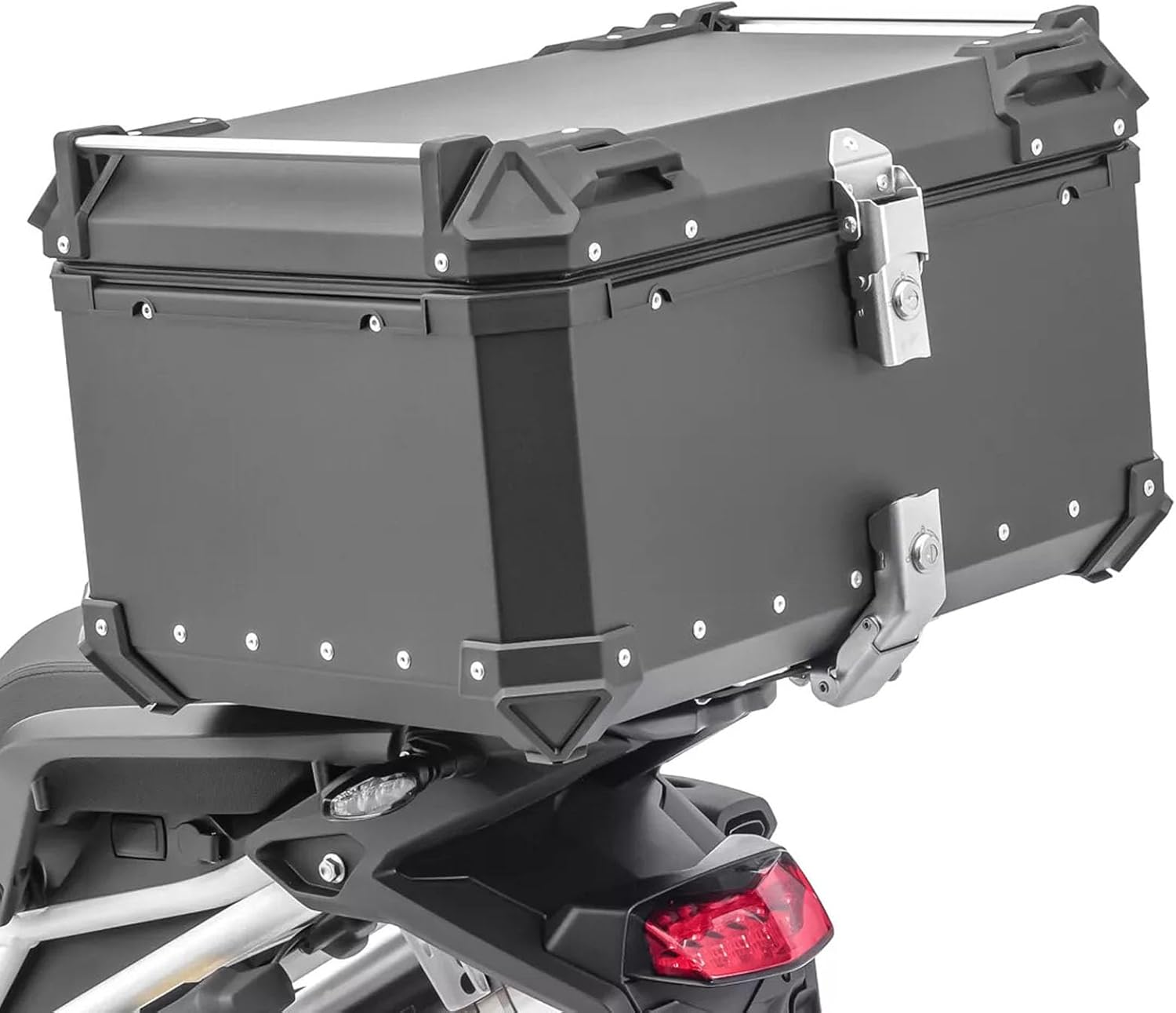 32L Motorcycle Top Case with Safety Lock, Quick Release Motorcycle Trunk, Water Resistant Aluminum Alloy Motorcycle Top Box, Universal Fit Motorcycle Tail Bag (Silver)