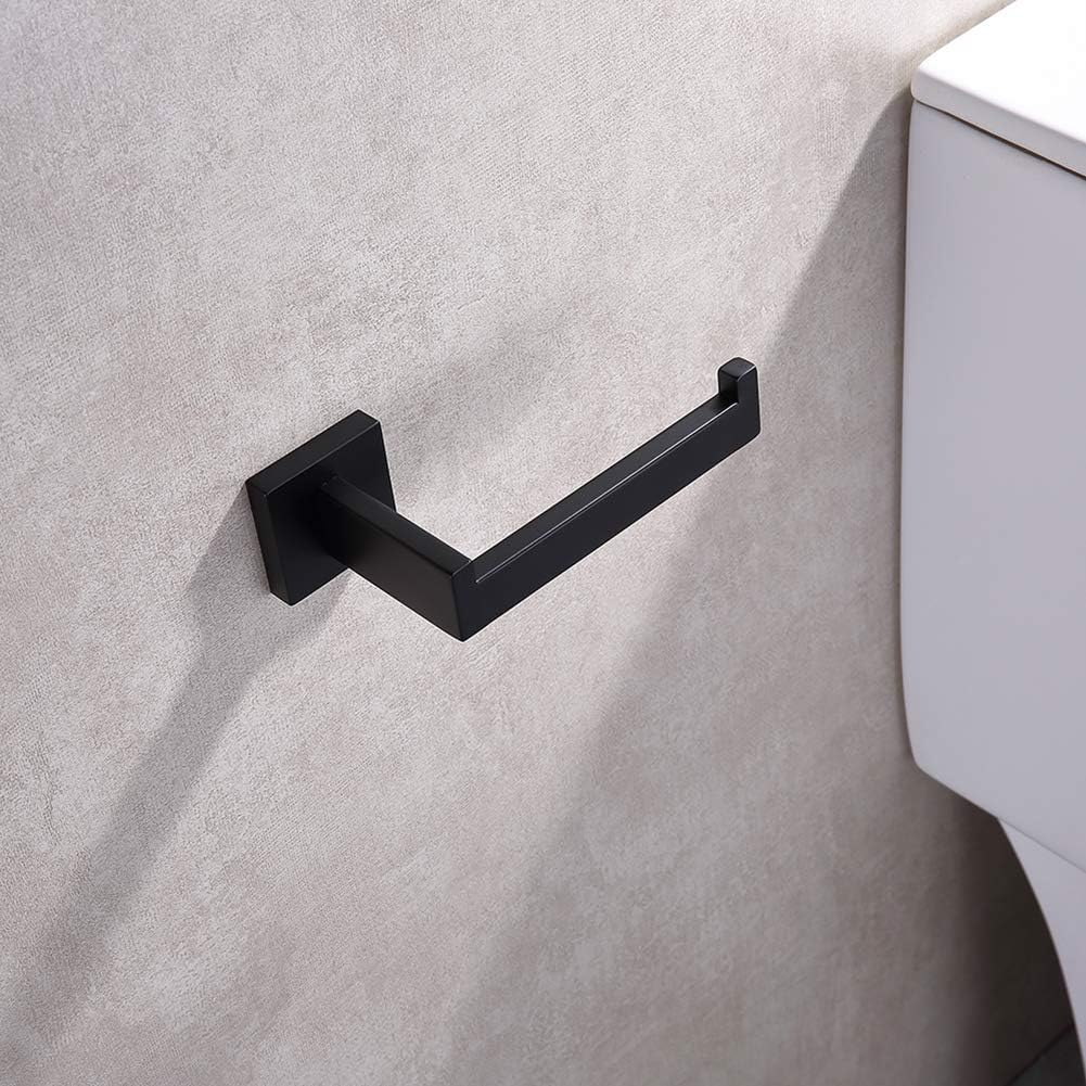 TASTOS Toilet Paper Holder Matte Black, Toilet Tissue Roll Holders Dispenser and Hangers Wall Mounted for Bathroom & Kitchen, Stainless Steel Modern Square Style image number 6