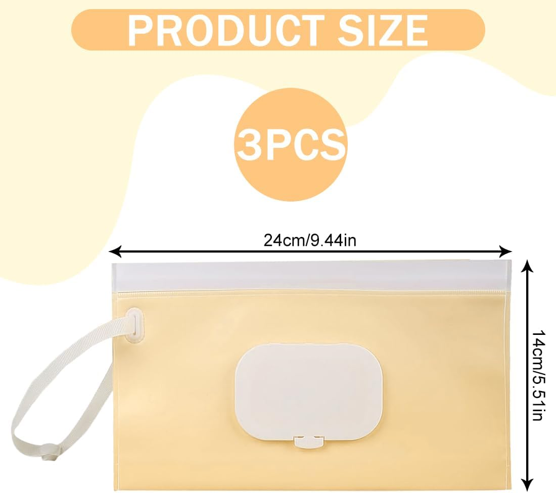 Baby Care Wipes Boxes 3 Pack Wipe Dispenser, Portable Refillable Wipe Container, Reusable Travel Wipe Dispenser, Waterproof and Dustproof (Pink, Green and Beige) image number 4