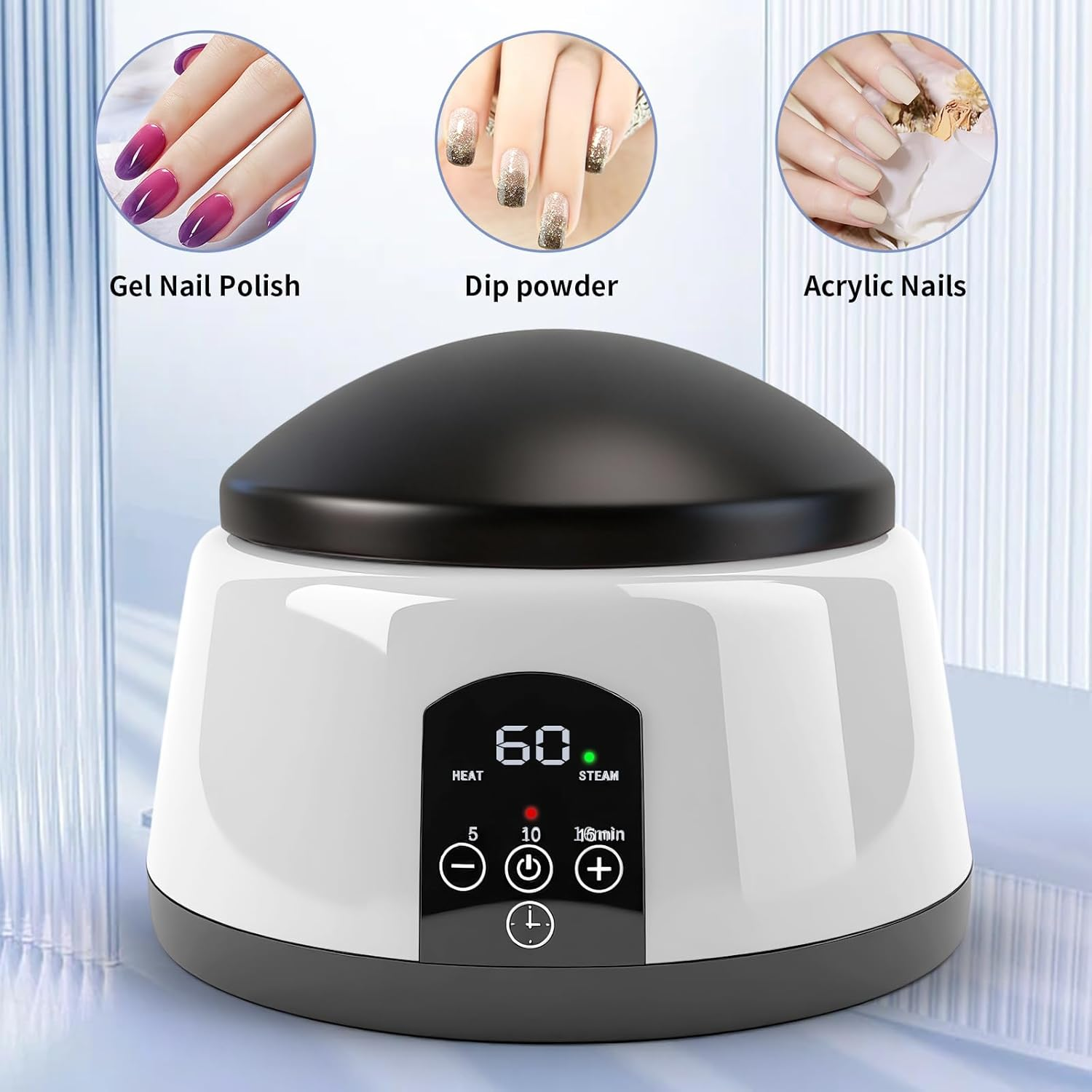 ANGNYA Electric Nail Soaking Bowl, Adjustable Temperature Gel Nail Polish Remover Machine Automatic Quick Remove Gel Steam Soak off Gel Polish Remover Electric Nail Polish Remover Nail Salon Home DIY image number 4