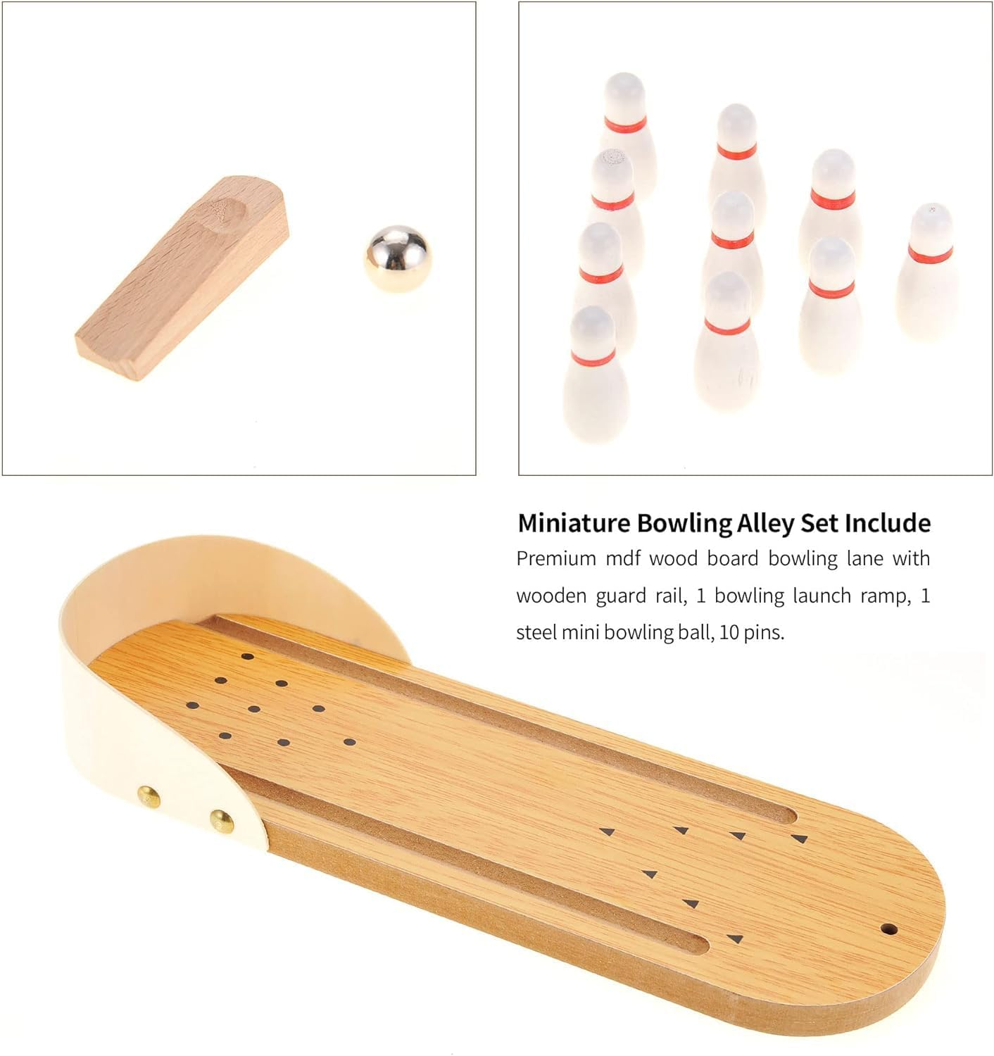 Tabletop Mini Bowling Game Set, Tabletop Wooden Board Mini Arcade Desktop Tiny Bowling Shooting Alley Office Desk Stress Relief Gadgets Small Finger Toys Fun Gag Gifts for Menwomen Kids Teens Boys image number 5
